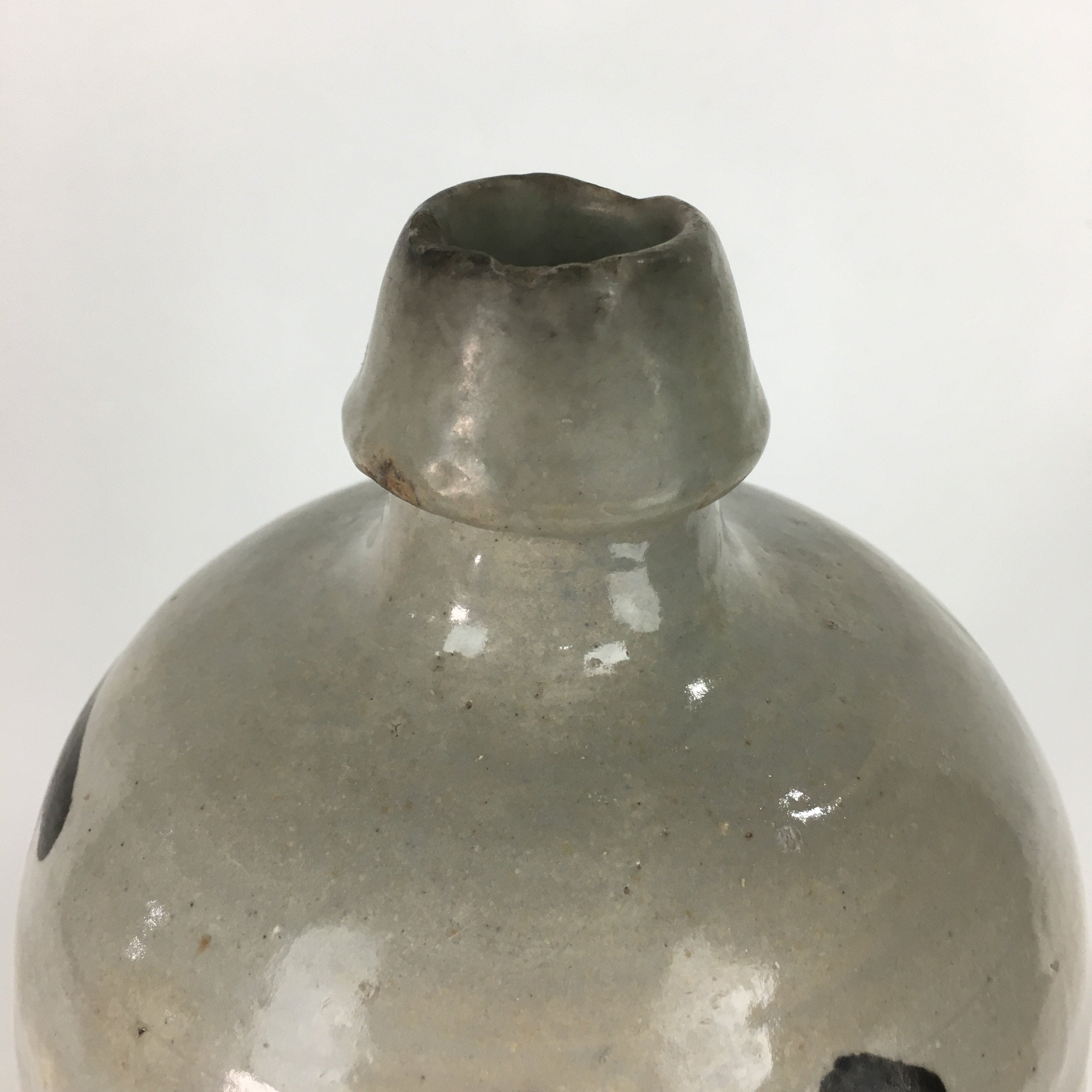 Antique Japanese Ceramic Sake Bottle Kayoi Tokkuri Hand-Written Kanji TS288