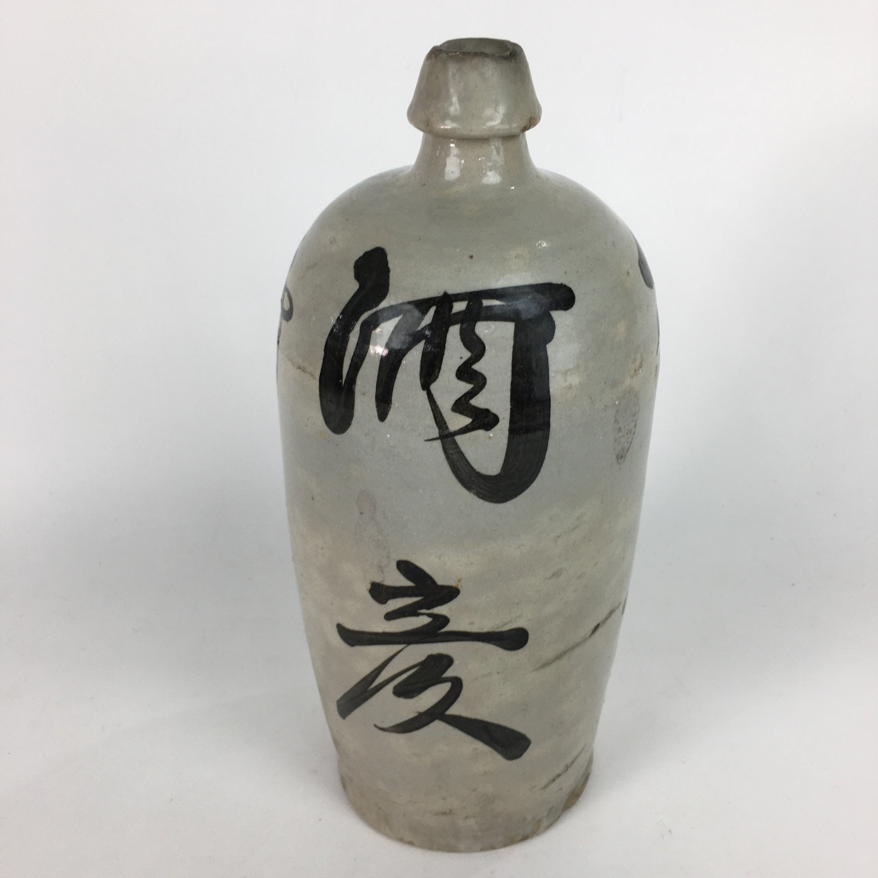 Antique Japanese Ceramic Sake Bottle Kayoi Tokkuri Hand-Written Kanji TS288