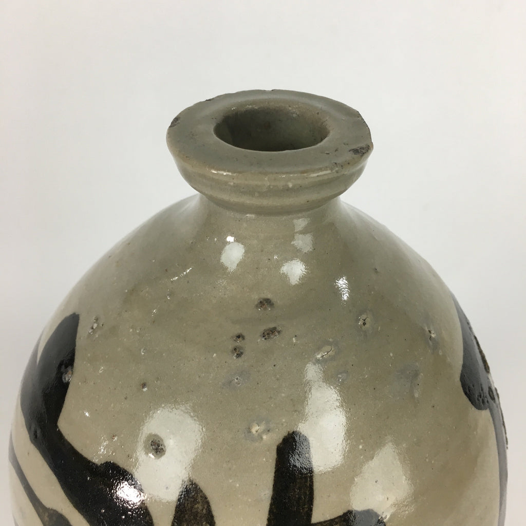 Antique Japanese Ceramic Sake Bottle Kayoi Tokkuri Hand-Written Kanji TS289