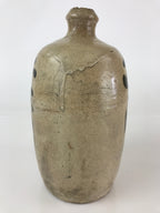 Antique Japanese Ceramic Sake Bottle Tokkuri Pottery Hand-Written Kanji TS451