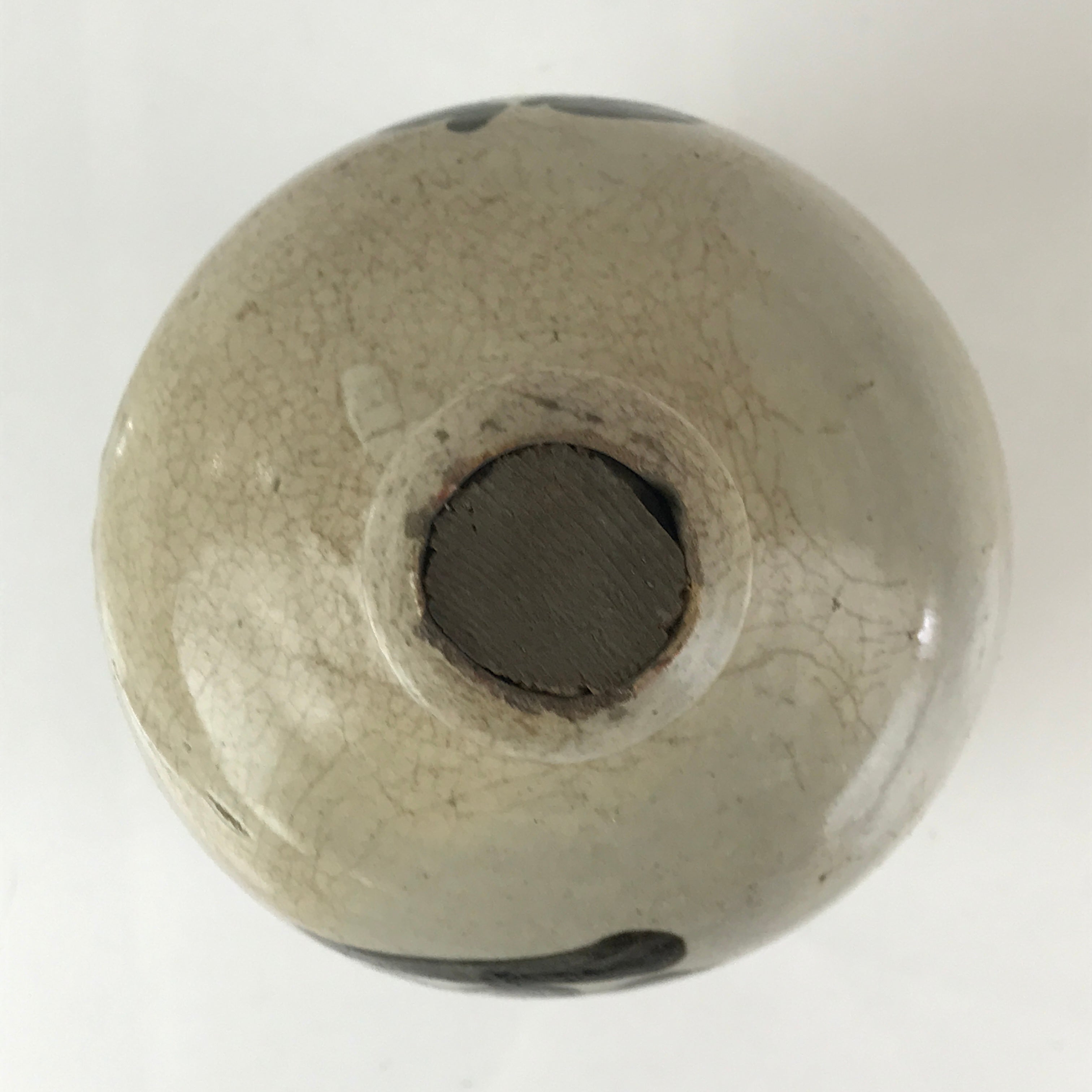 Antique Japanese Ceramic Sake Bottle Tokkuri Pottery Hand-Written Kanji TS451