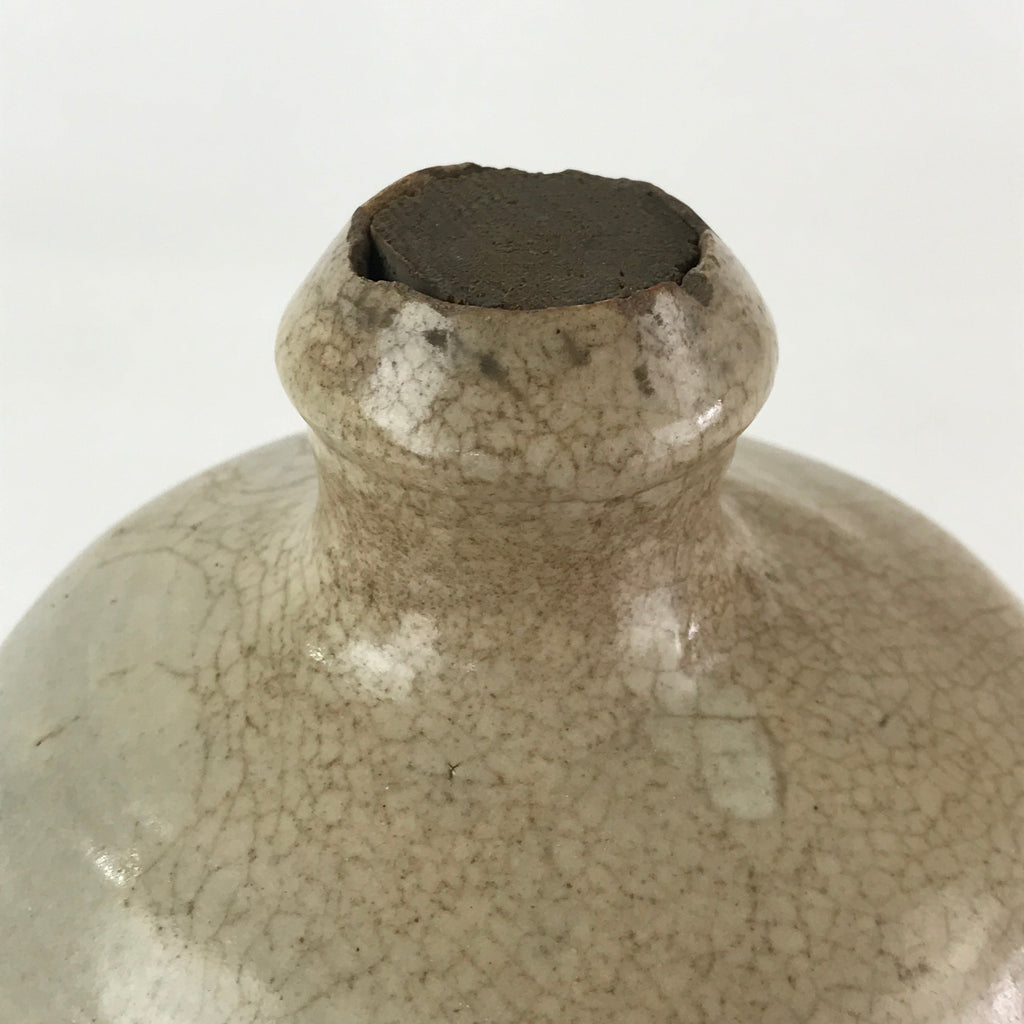 Antique Japanese Ceramic Sake Bottle Tokkuri Pottery Hand-Written Kanji TS451