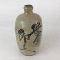 Antique Japanese Ceramic Sake Bottle Tokkuri Pottery Hand-Written Kanji TS451