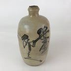 Antique Japanese Ceramic Sake Bottle Tokkuri Pottery Hand-Written Kanji TS451