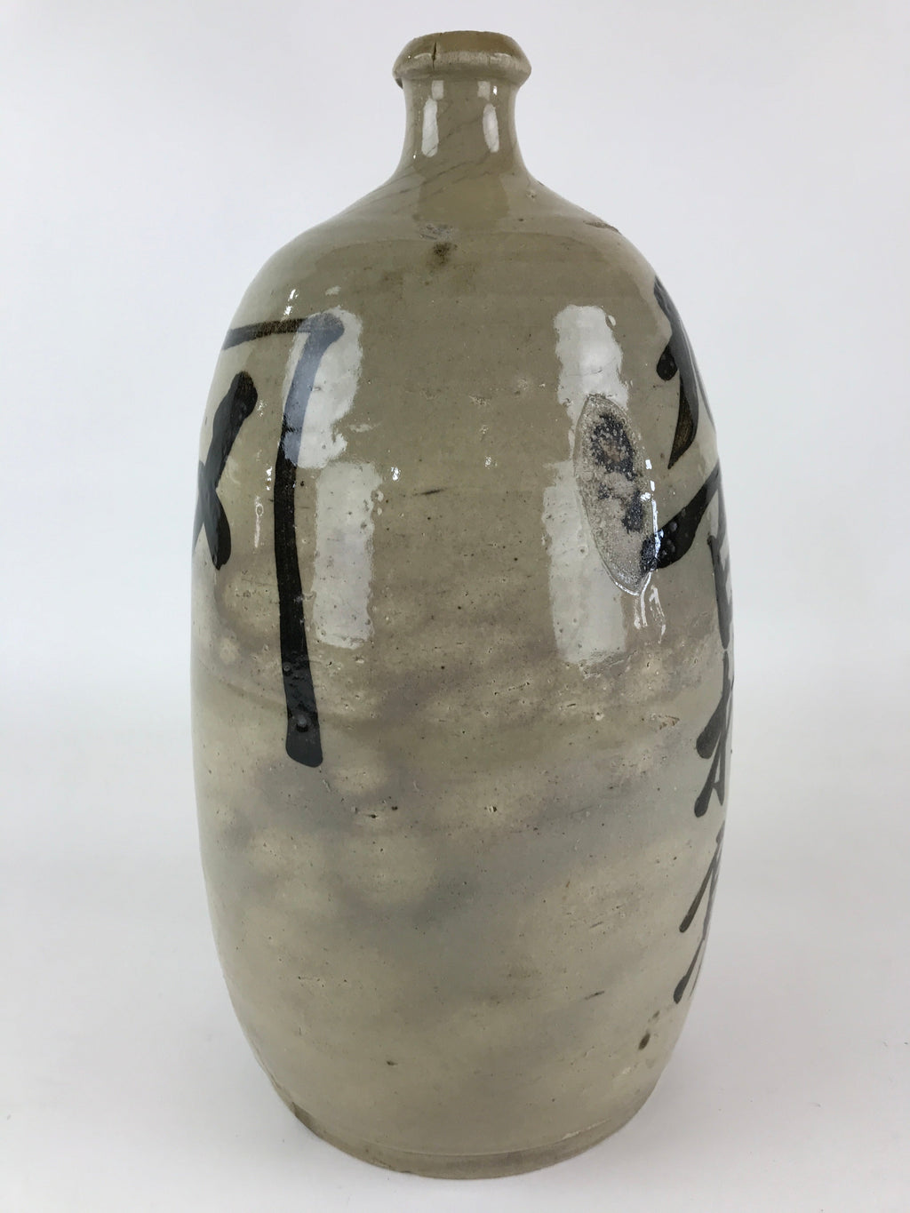 Antique Japanese Ceramic Sake Bottle Tokkuri Pottery Hand-Written Kanji TS493