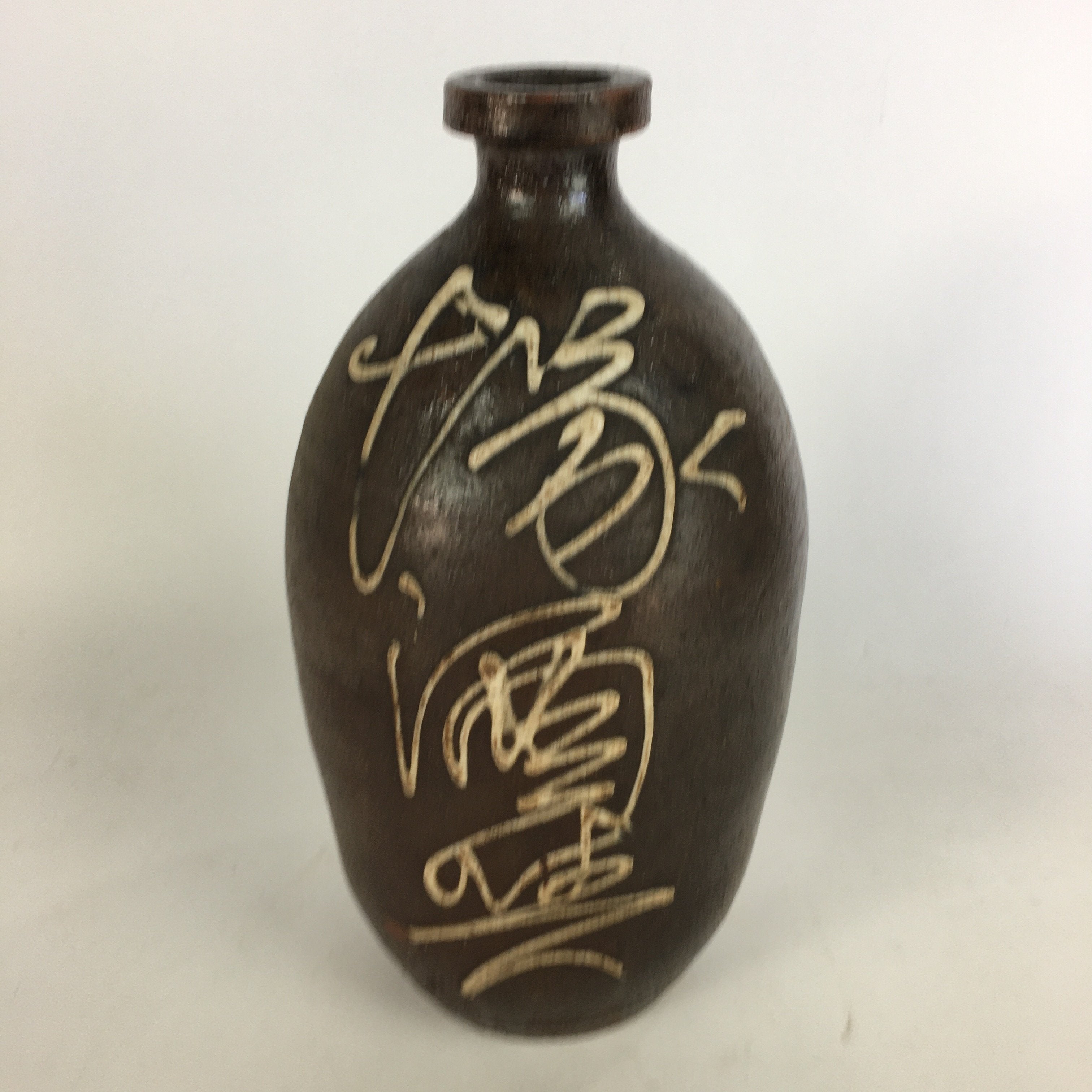 Antique Japanese Ceramic Sake Bottle Tokkuri Pottery Kayoi-Tokkuri Brown TS283