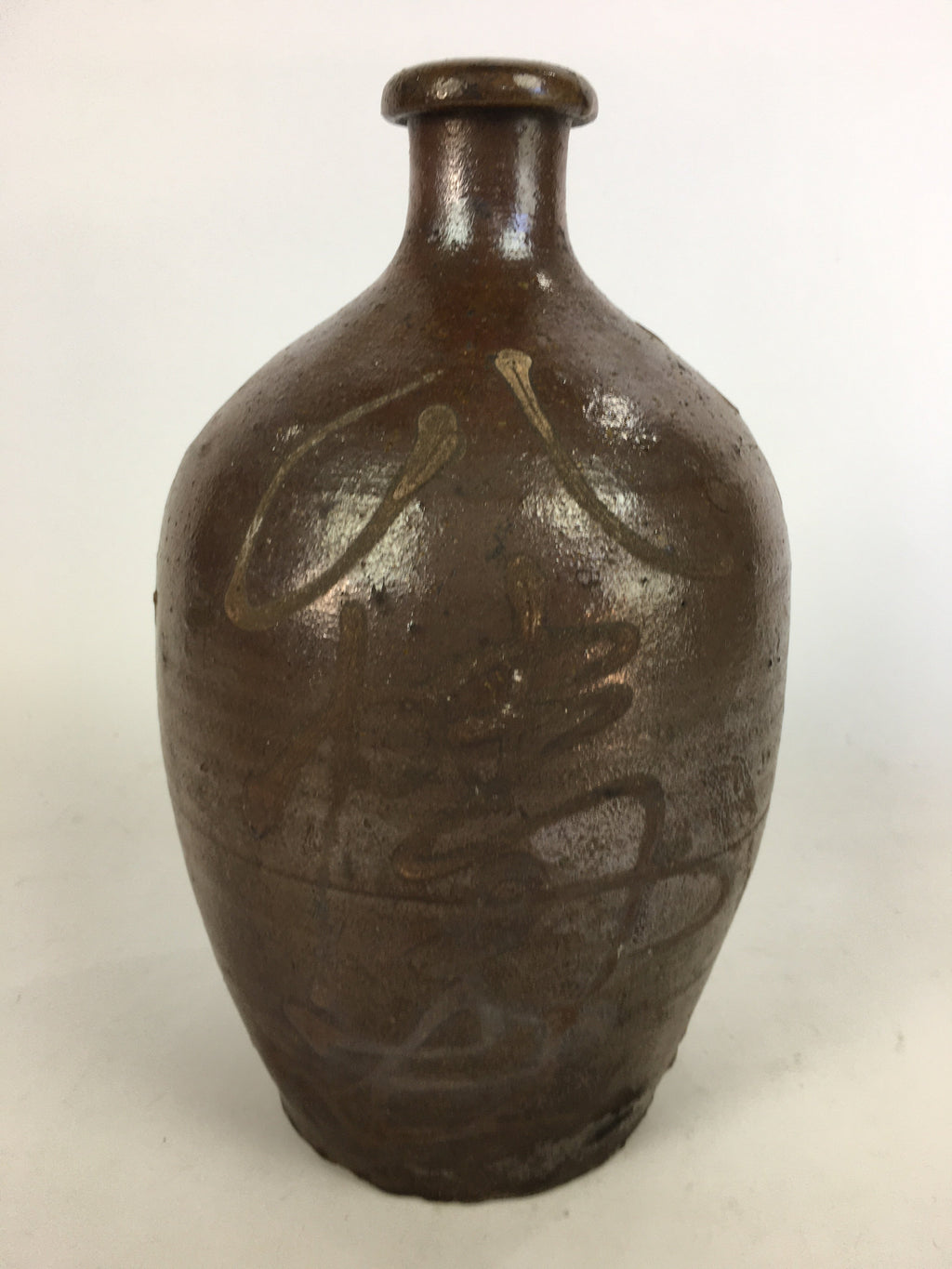 Antique Japanese Ceramic Sake Bottle Tokkuri Pottery Kayoi-Tokkuri Brown TS284