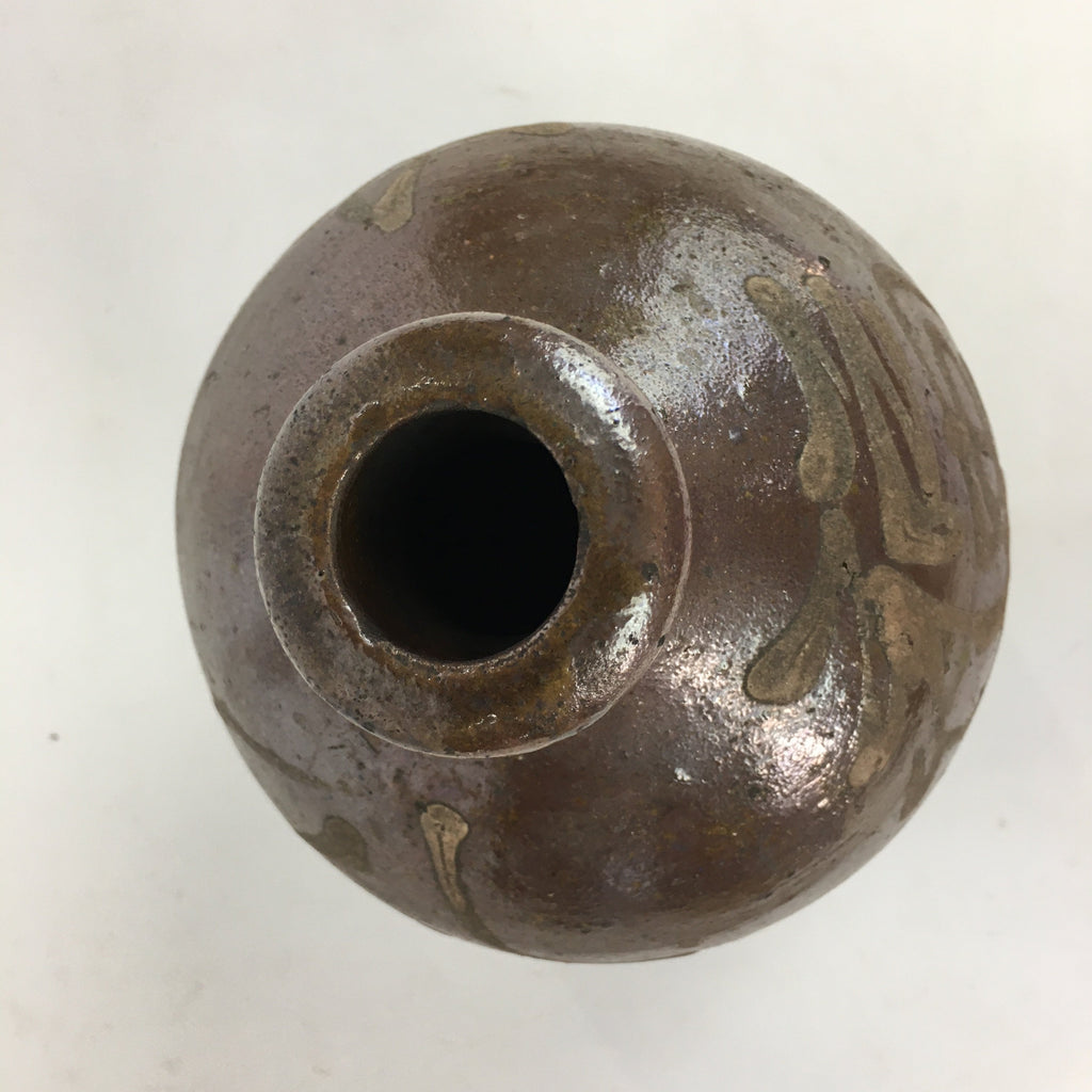 Antique Japanese Ceramic Sake Bottle Tokkuri Pottery Kayoi-Tokkuri Brown TS284