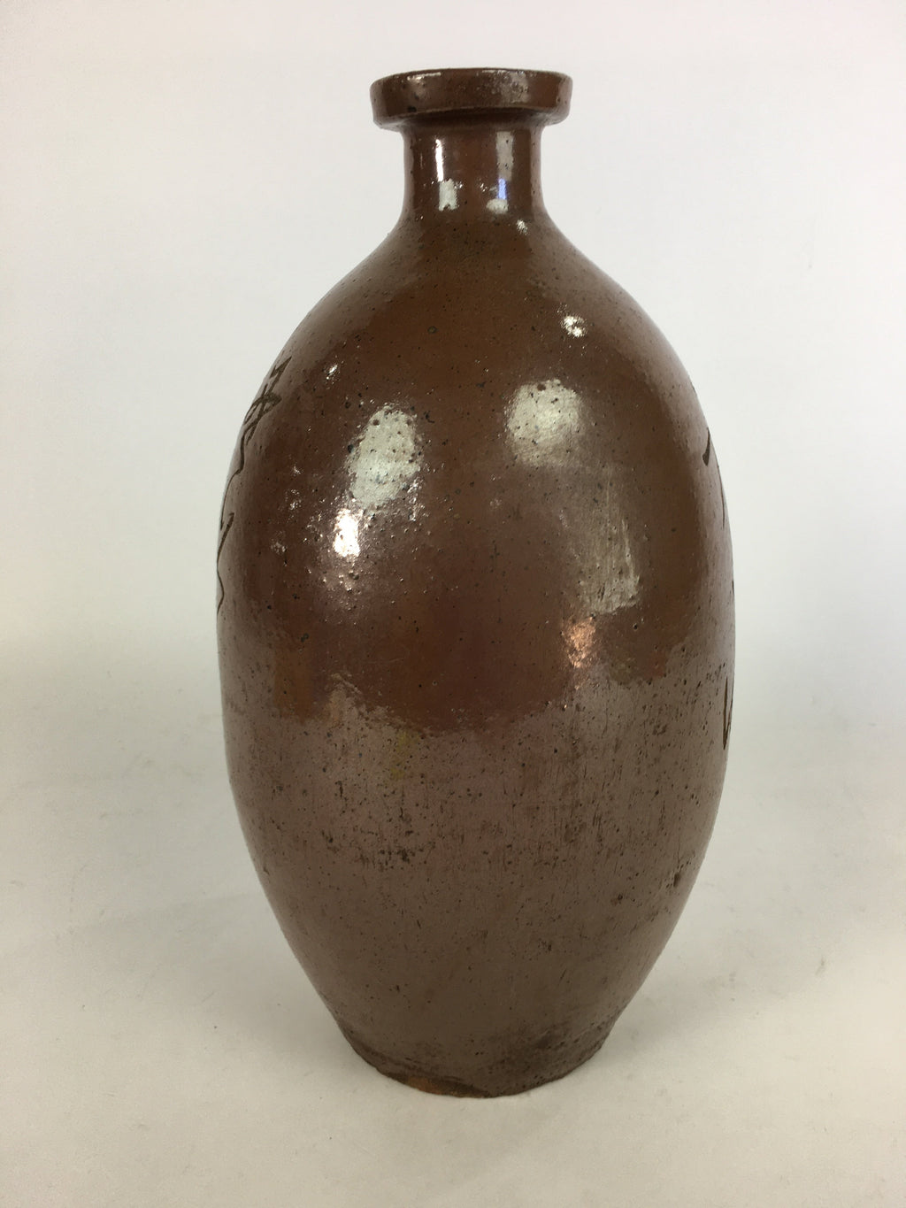 Antique Japanese Ceramic Sake Bottle Tokkuri Pottery Kayoi-Tokkuri Brown TS285