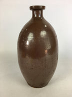 Antique Japanese Ceramic Sake Bottle Tokkuri Pottery Kayoi-Tokkuri Brown TS285