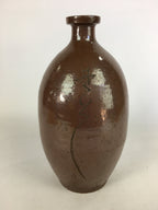 Antique Japanese Ceramic Sake Bottle Tokkuri Pottery Kayoi-Tokkuri Brown TS285