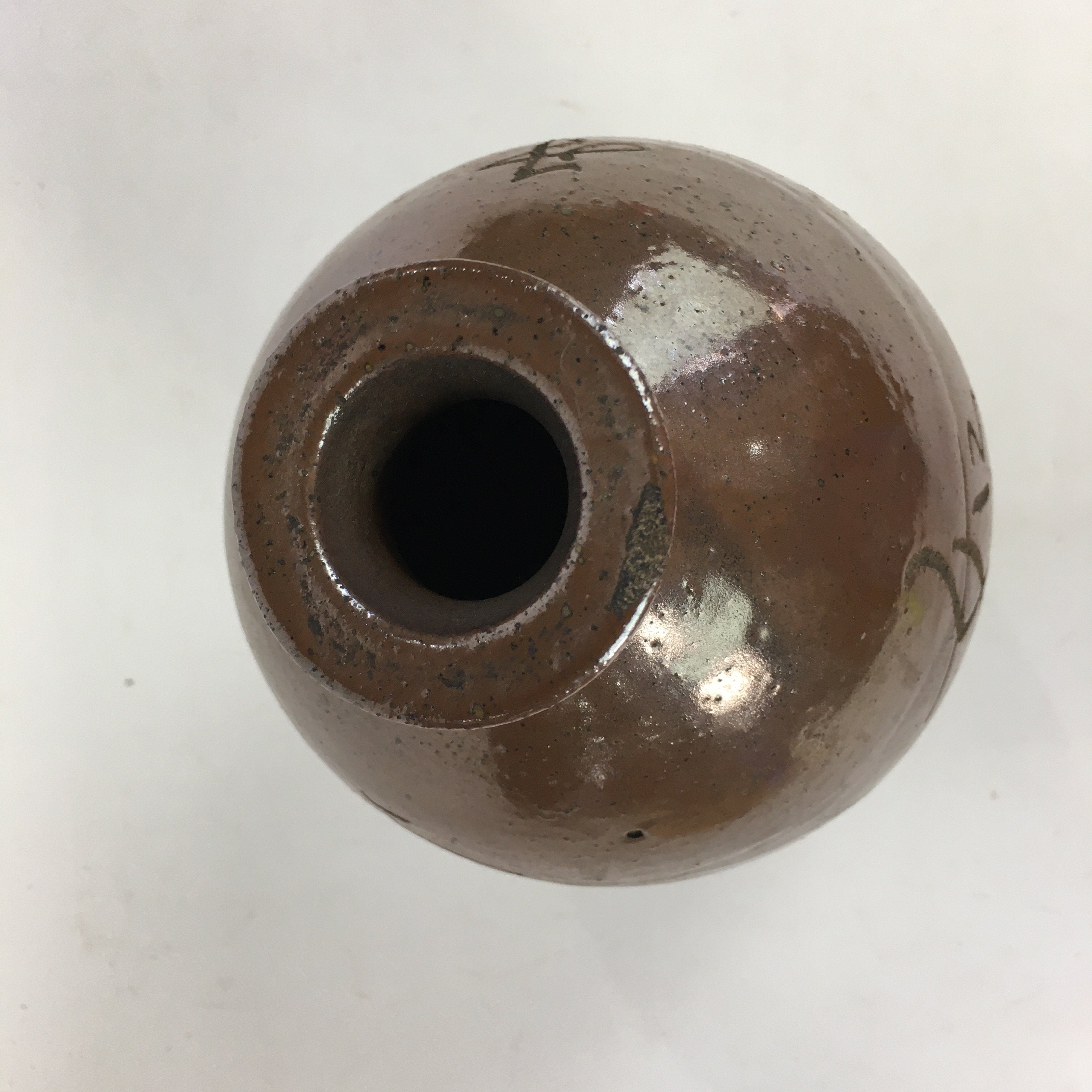Antique Japanese Ceramic Sake Bottle Tokkuri Pottery Kayoi-Tokkuri Brown TS285