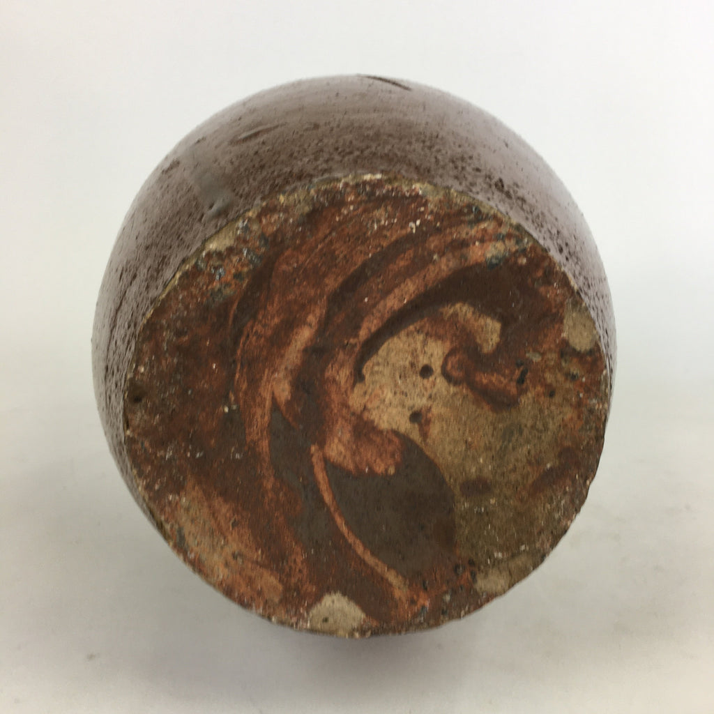 Antique Japanese Ceramic Sake Bottle Tokkuri Pottery Kayoi-Tokkuri Brown TS285