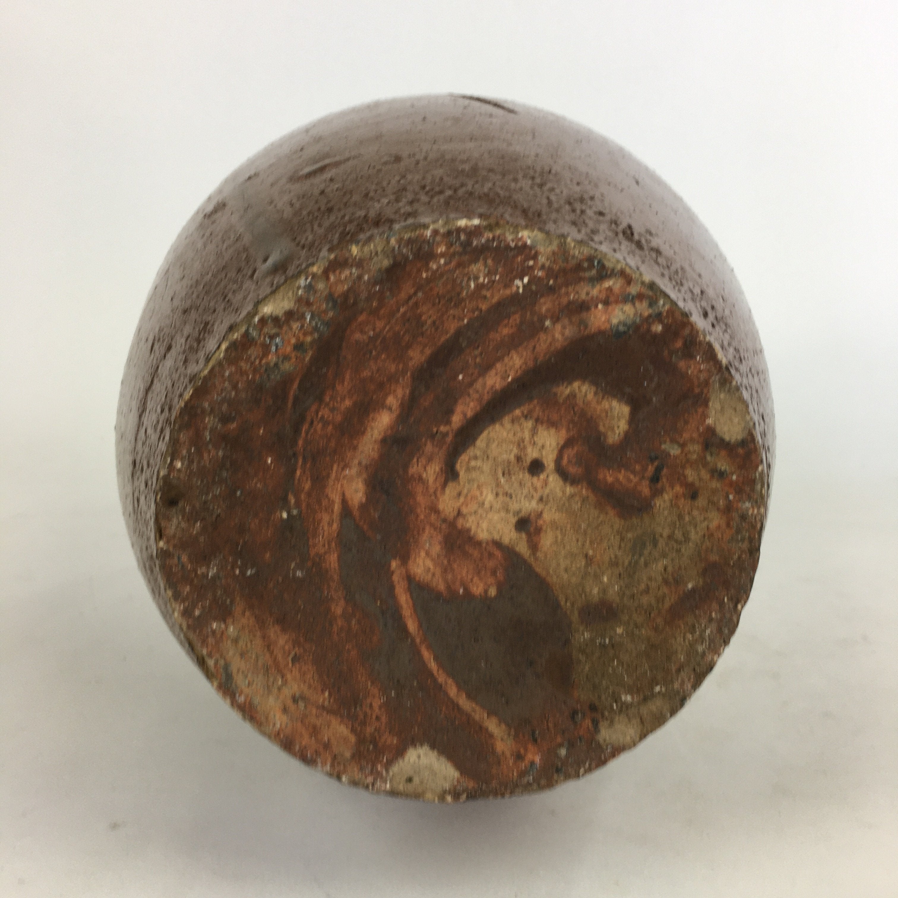 Antique Japanese Ceramic Sake Bottle Tokkuri Pottery Kayoi-Tokkuri Brown TS285