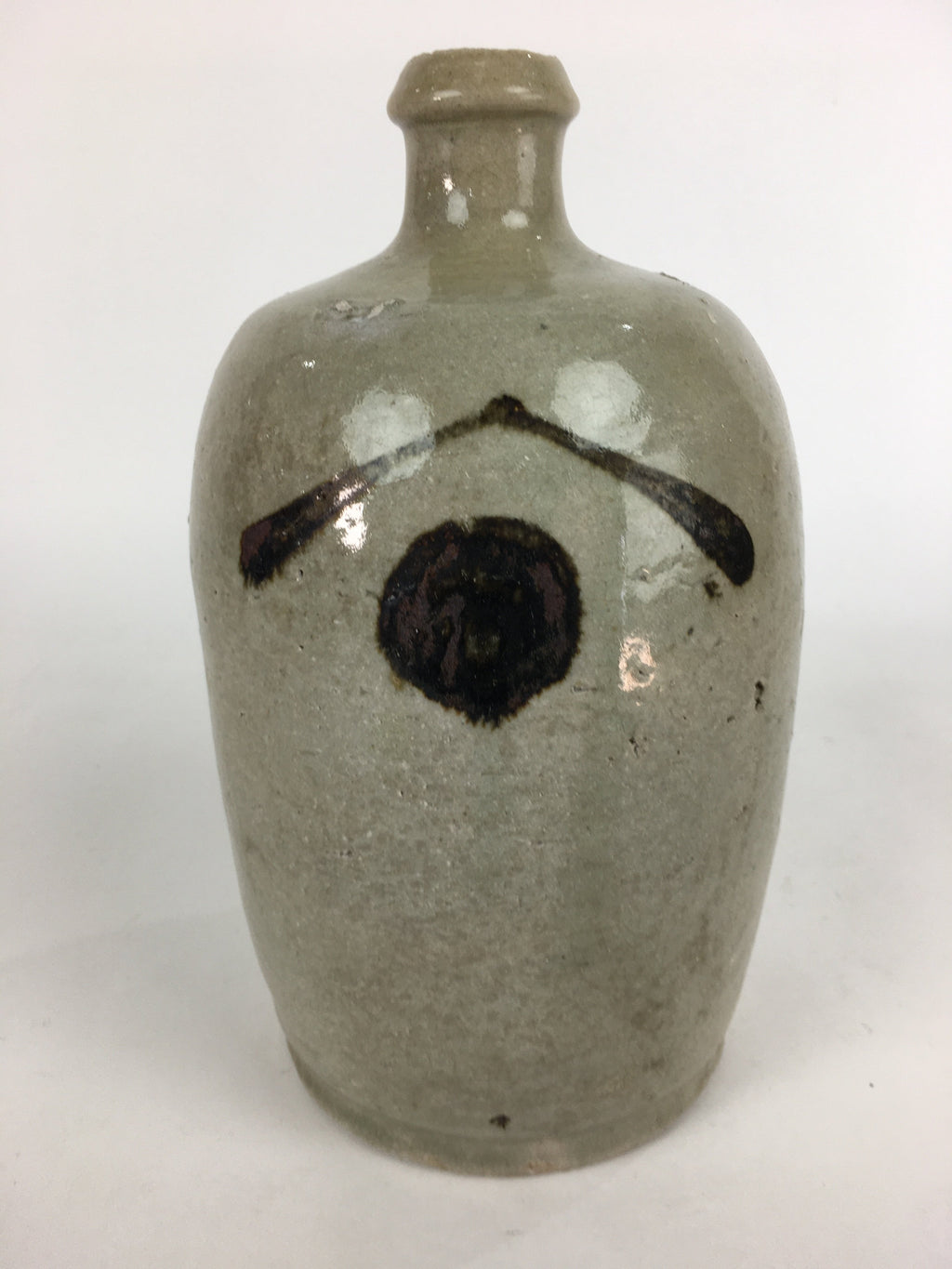 Antique Japanese Ceramic Sake Bottle Vtg Kayoi Tokkuri Hand-Written Kanji TS298