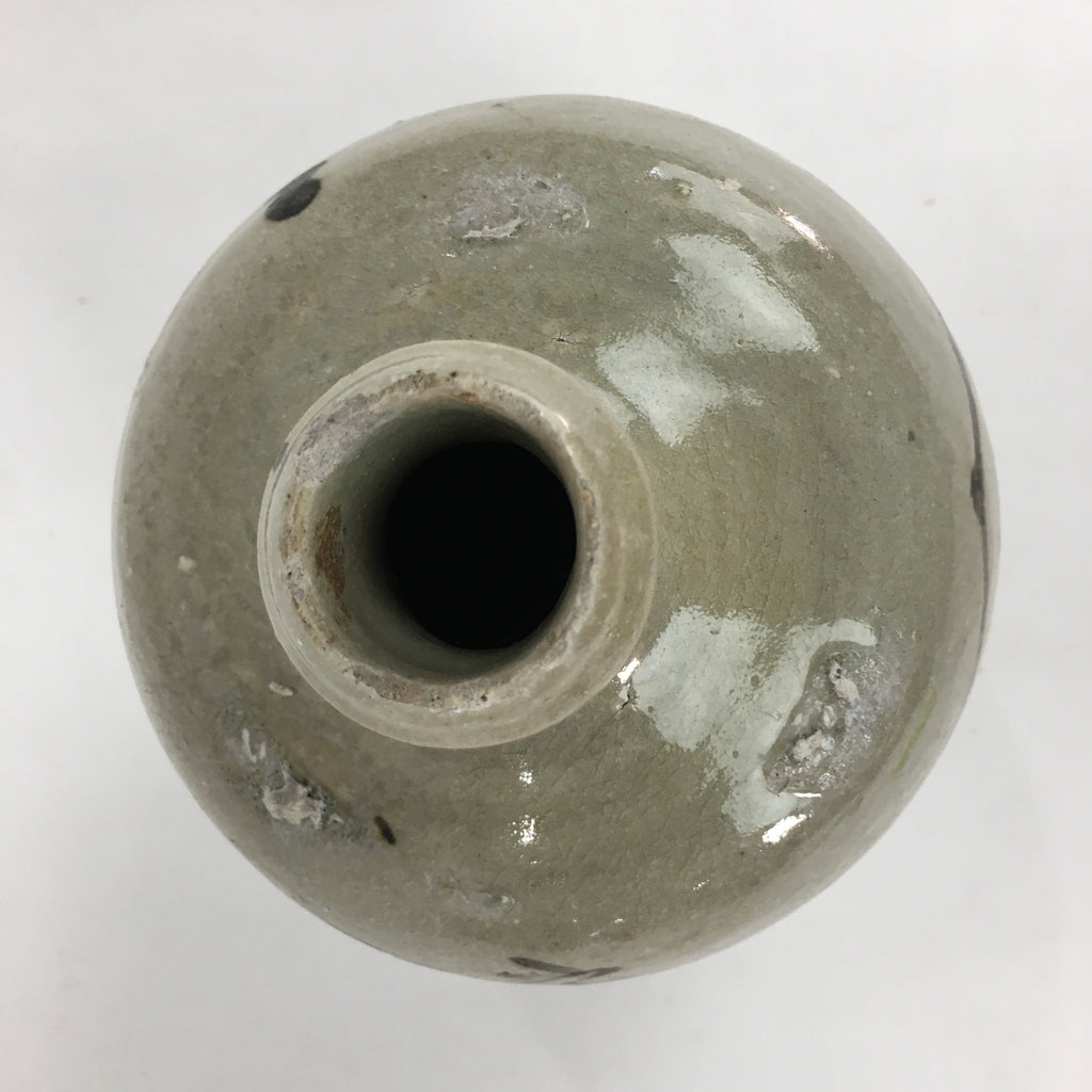 Antique Japanese Ceramic Sake Bottle Vtg Kayoi Tokkuri Hand-Written Kanji TS298