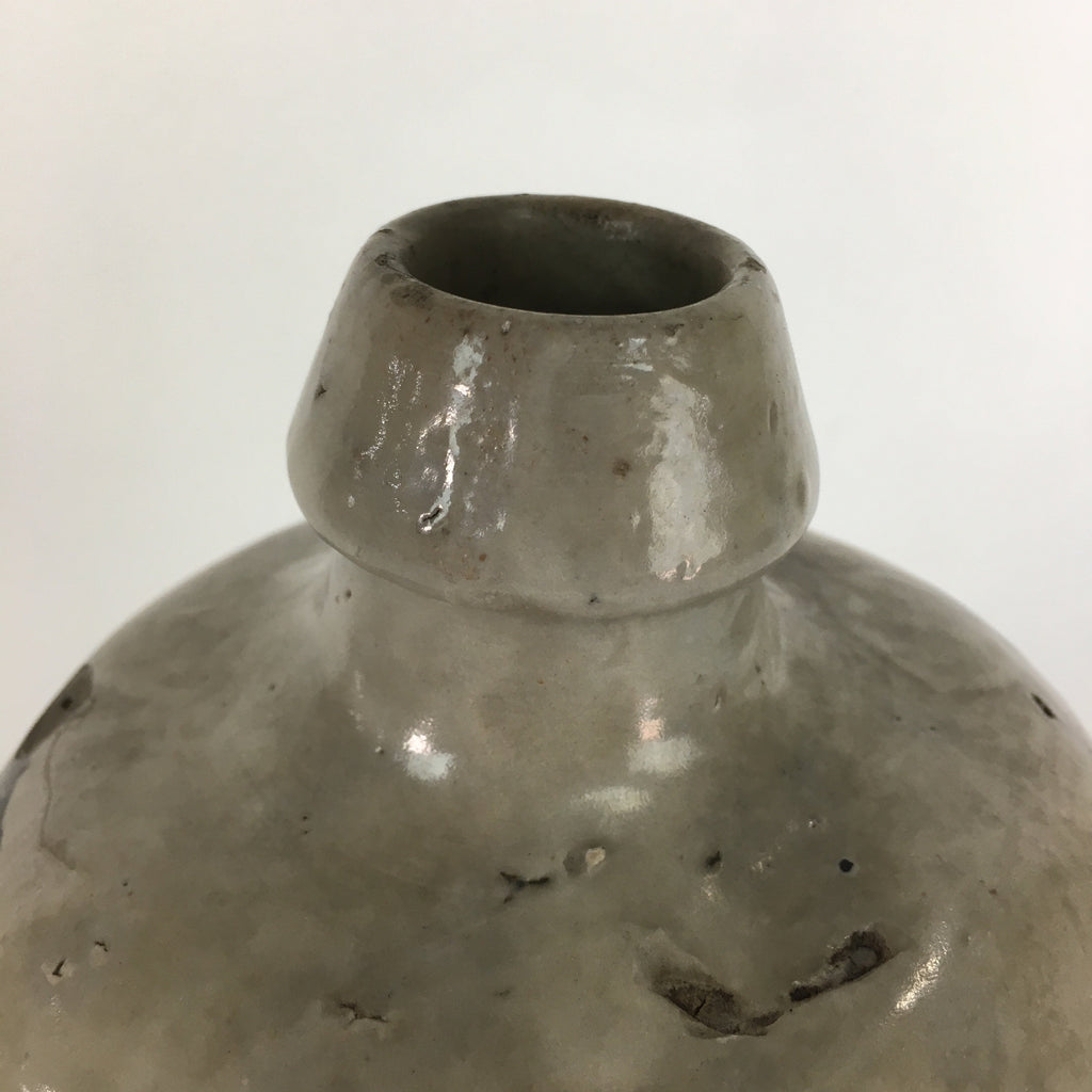Antique Japanese Ceramic Sake Bottle Vtg Kayoi Tokkuri Hand-Written Kanji TS299