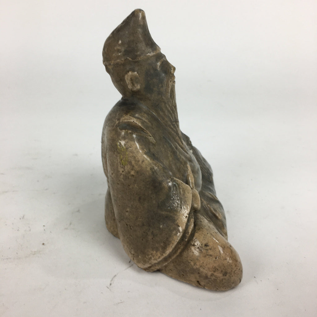 Antique Japanese Ceramic Statue Kakinomoto no Hitomaro Figurine Pottery BD701