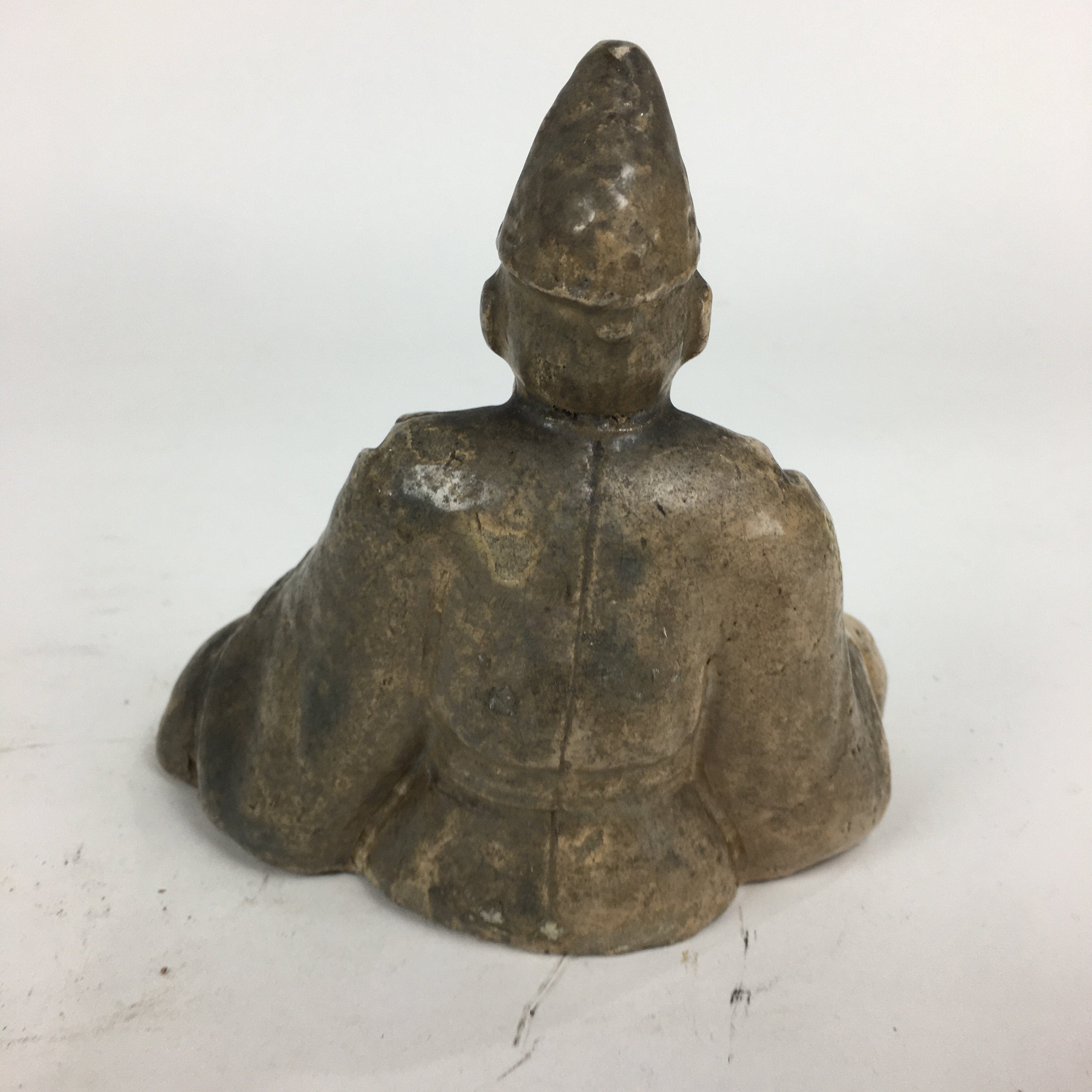 Antique Japanese Ceramic Statue Kakinomoto no Hitomaro Figurine Pottery BD701