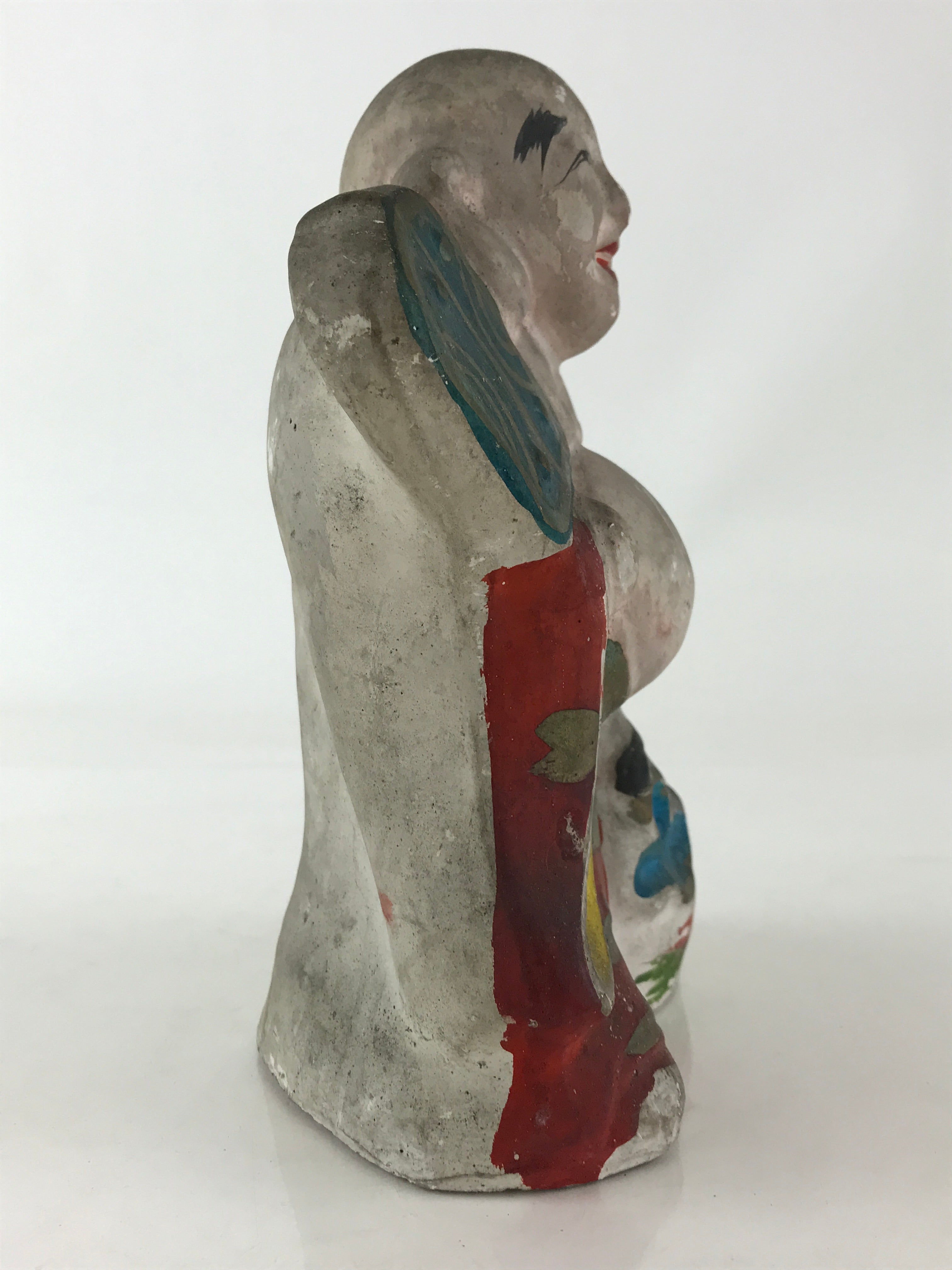 Antique Japanese Clay Doll Ningyo 7 Lucky Gods Buddhist Hotei Statue BD855