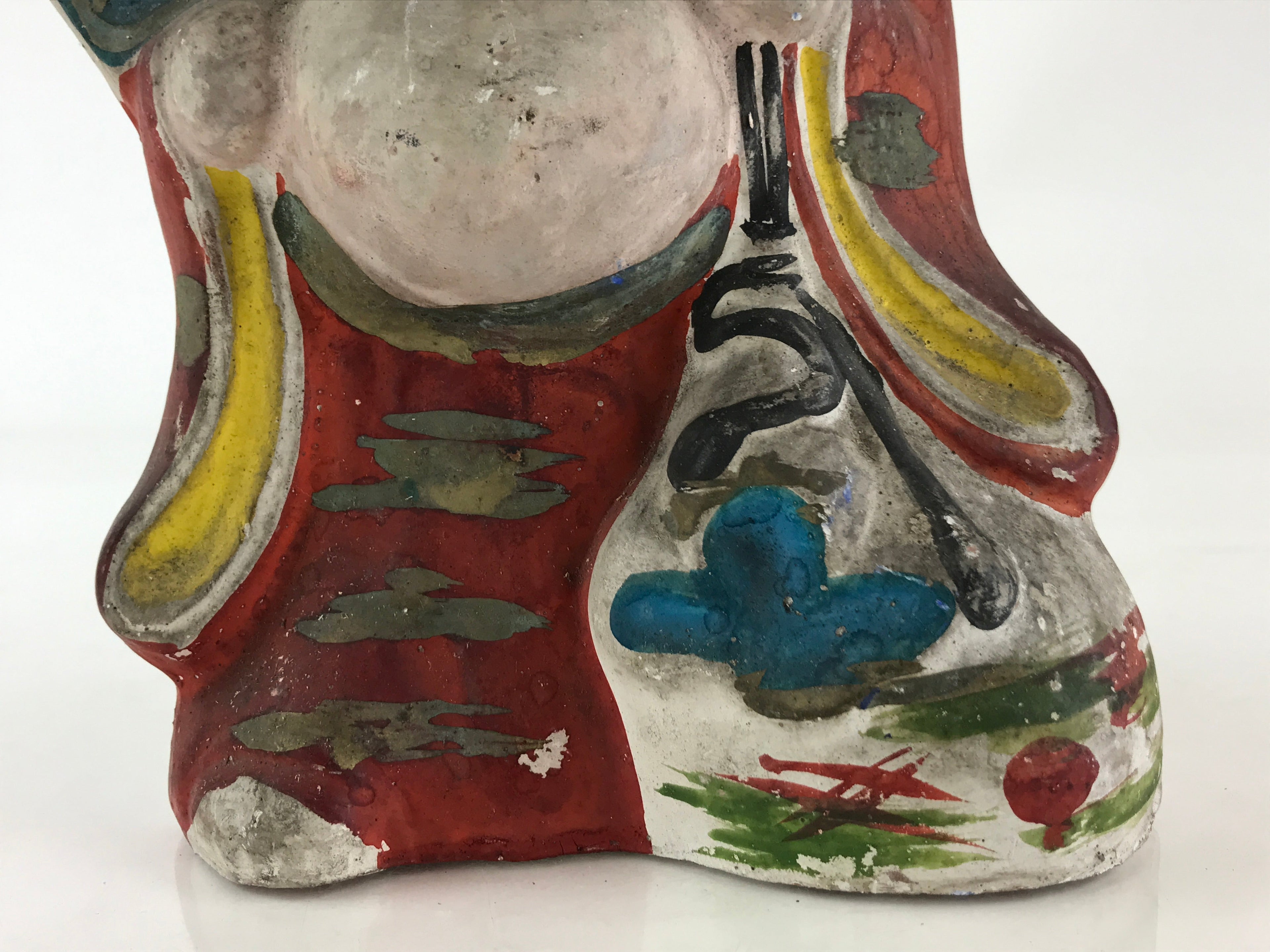 Antique Japanese Clay Doll Ningyo 7 Lucky Gods Buddhist Hotei Statue BD855
