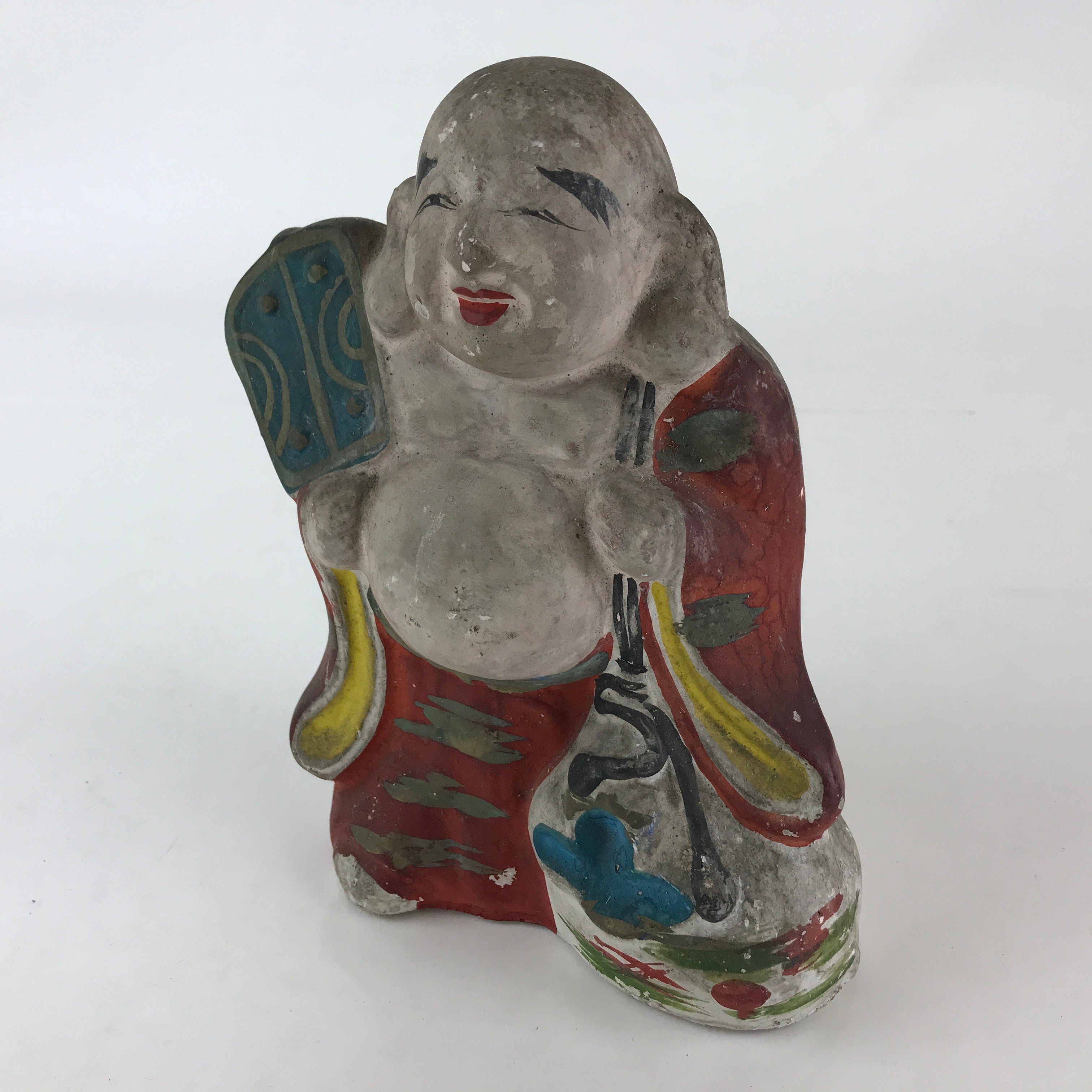 Antique Japanese Clay Doll Ningyo 7 Lucky Gods Buddhist Hotei Statue BD855