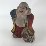 Antique Japanese Clay Doll Ningyo Buddhist 7 Lucky Gods Hotei Statue BD854