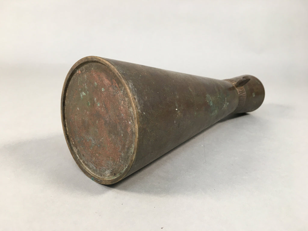 Antique Japanese Copper Flower Vase Cast Metal Kabin Ikebana Brown FV899