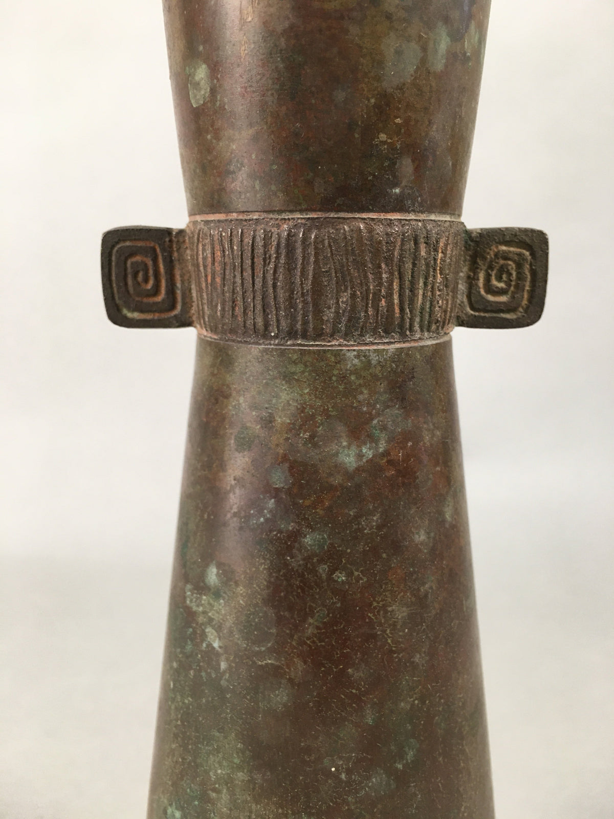 Antique Japanese Copper Flower Vase Cast Metal Kabin Ikebana Brown FV899