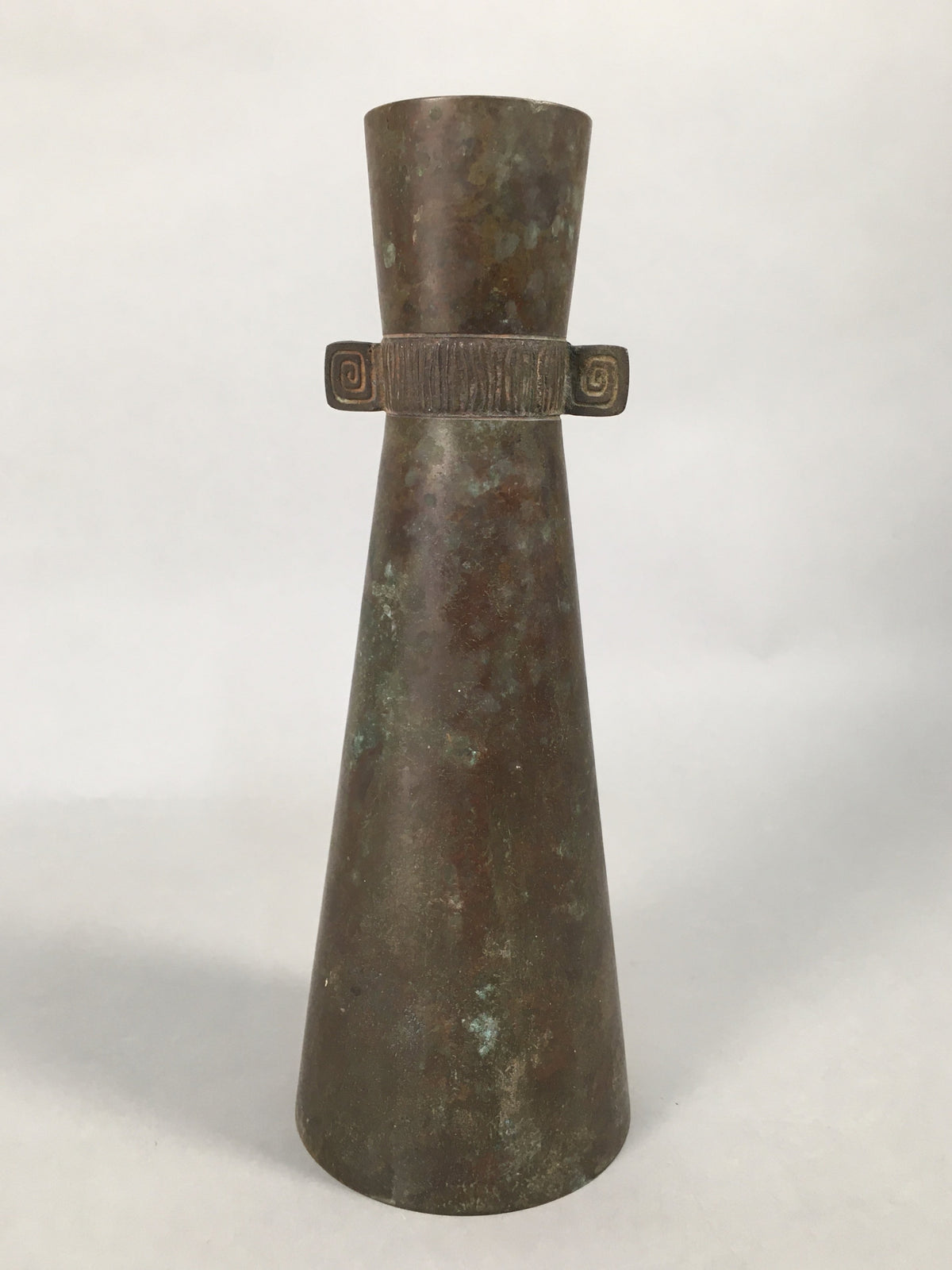 Antique Japanese Copper Flower Vase Cast Metal Kabin Ikebana Brown FV899
