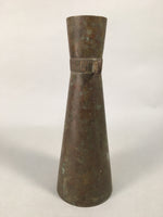 Antique Japanese Copper Flower Vase Cast Metal Kabin Ikebana Brown FV899