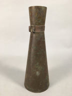 Antique Japanese Copper Flower Vase Cast Metal Kabin Ikebana Brown FV899