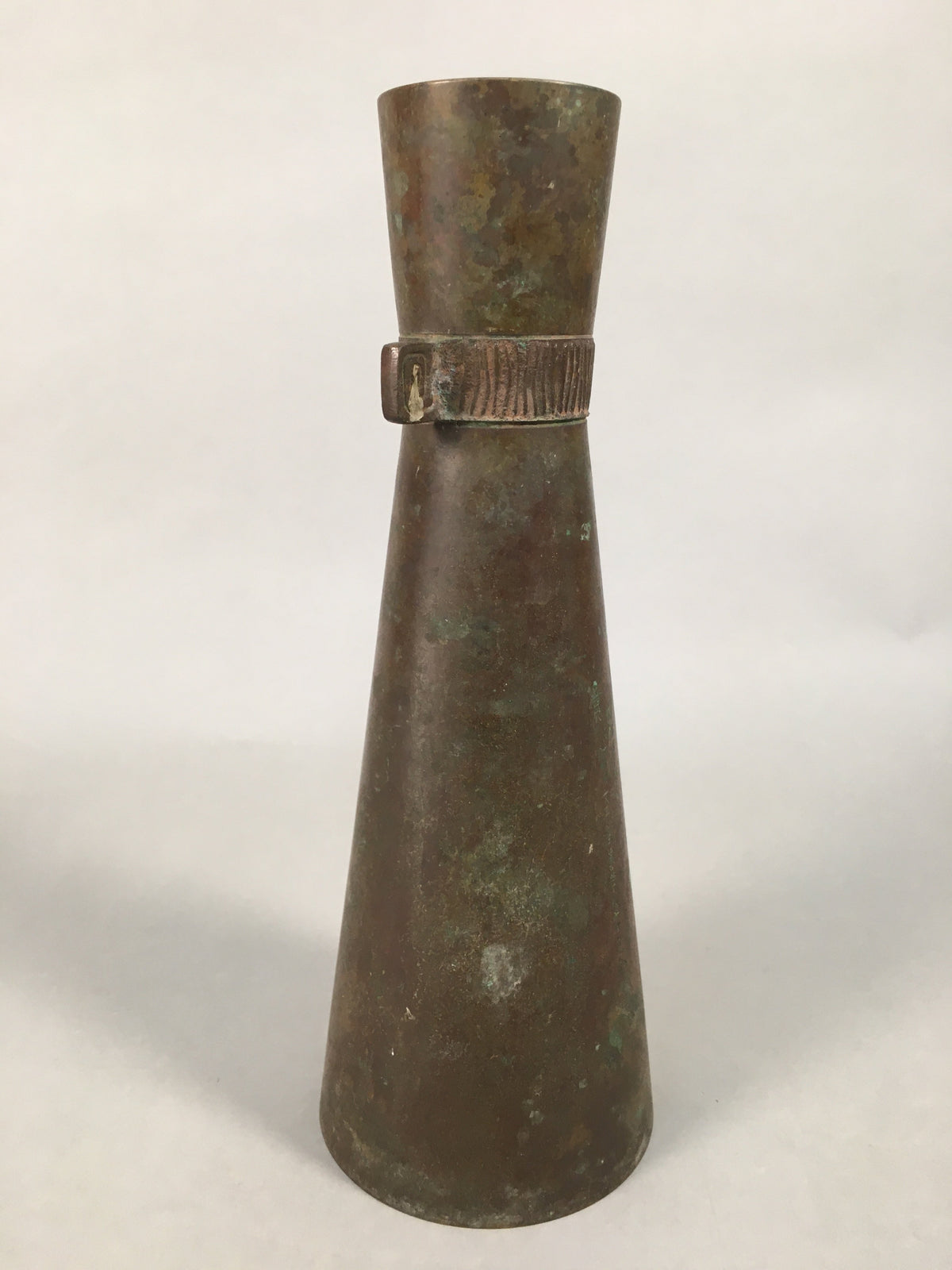 Antique Japanese Copper Flower Vase Cast Metal Kabin Ikebana Brown FV899