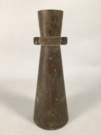 Antique Japanese Copper Flower Vase Cast Metal Kabin Ikebana Brown FV899