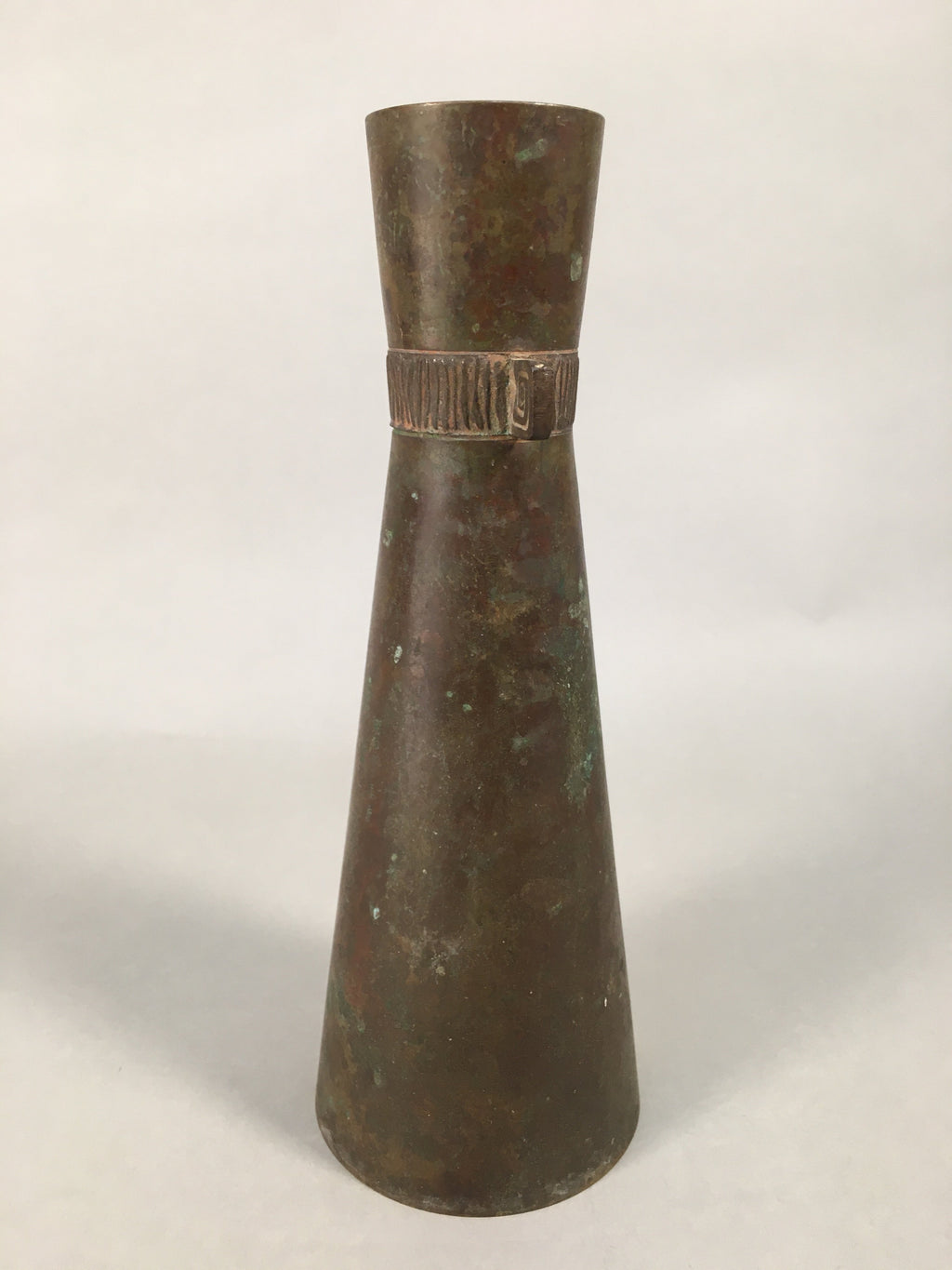 Antique Japanese Copper Flower Vase Cast Metal Kabin Ikebana Brown FV899