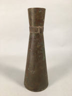 Antique Japanese Copper Flower Vase Cast Metal Kabin Ikebana Brown FV899