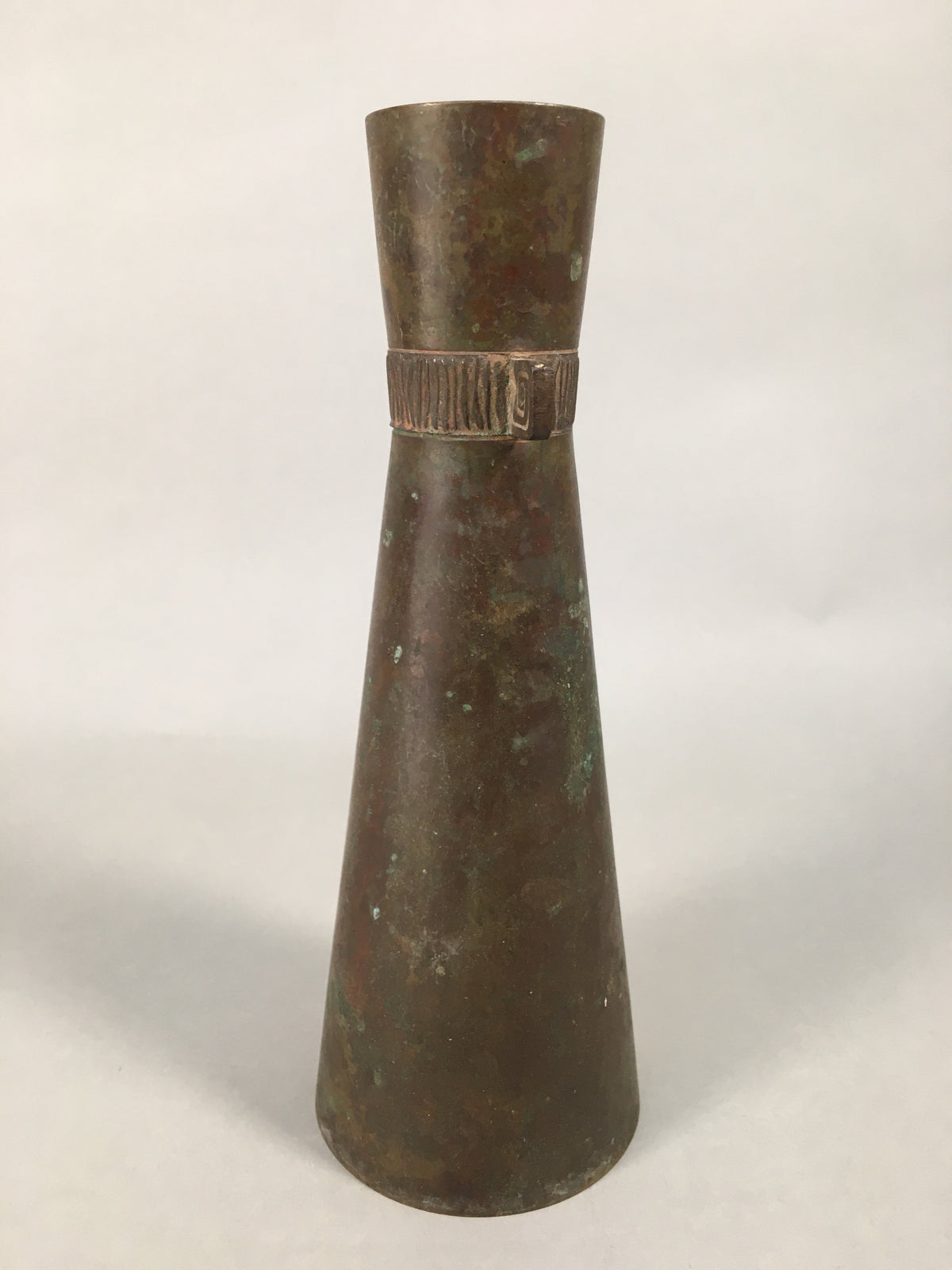 Antique Japanese Copper Flower Vase Cast Metal Kabin Ikebana Brown FV899