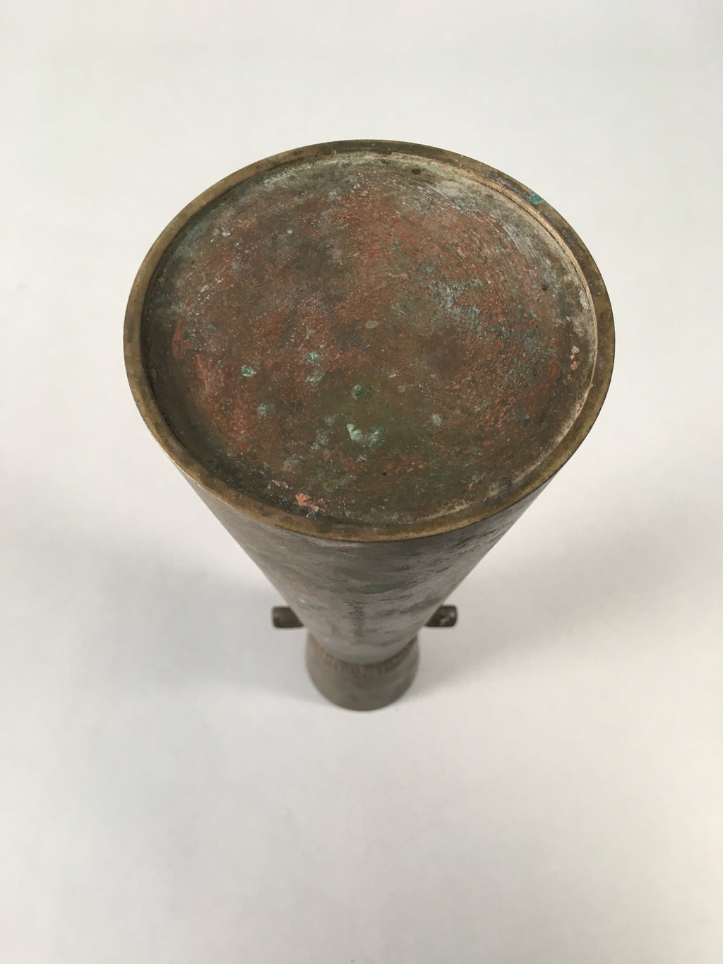 Antique Japanese Copper Flower Vase Cast Metal Kabin Ikebana Brown FV899