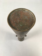 Antique Japanese Copper Flower Vase Cast Metal Kabin Ikebana Brown FV899