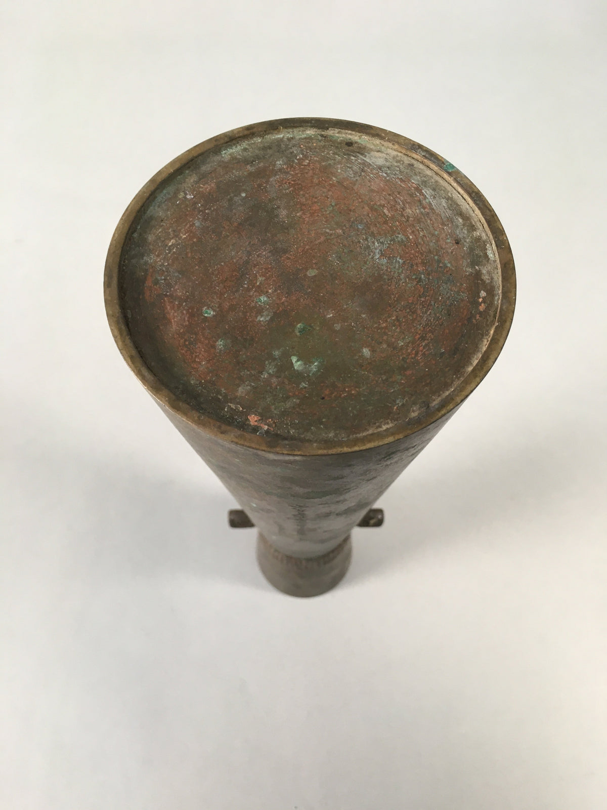 Antique Japanese Copper Flower Vase Cast Metal Kabin Ikebana Brown FV899