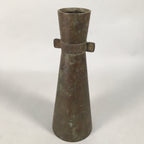 Antique Japanese Copper Flower Vase Cast Metal Kabin Ikebana Brown FV899