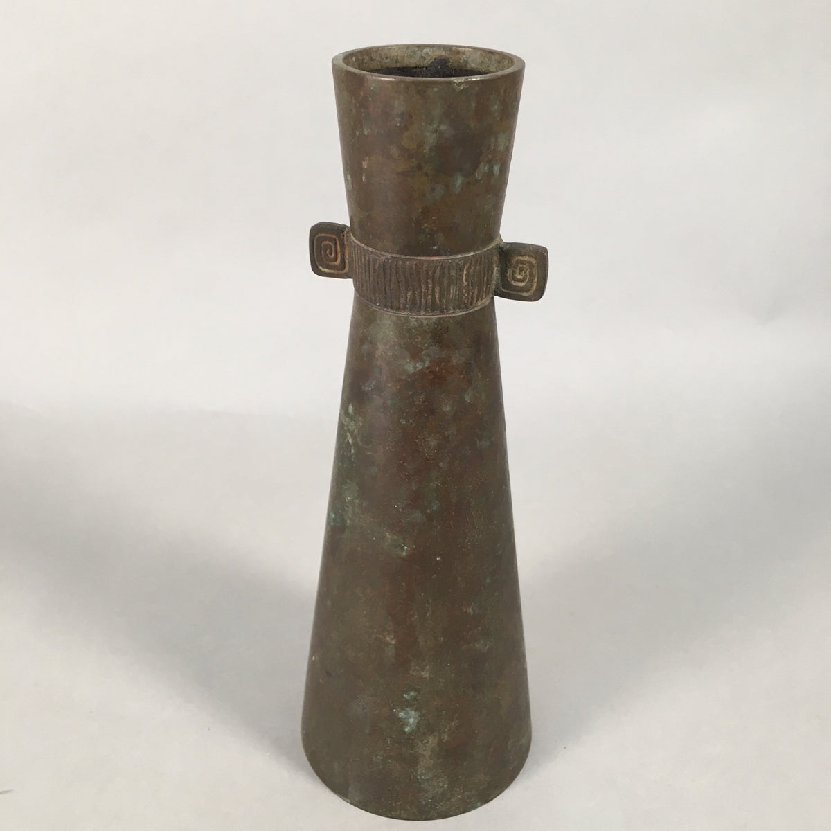 Antique Japanese Copper Flower Vase Cast Metal Kabin Ikebana Brown FV899