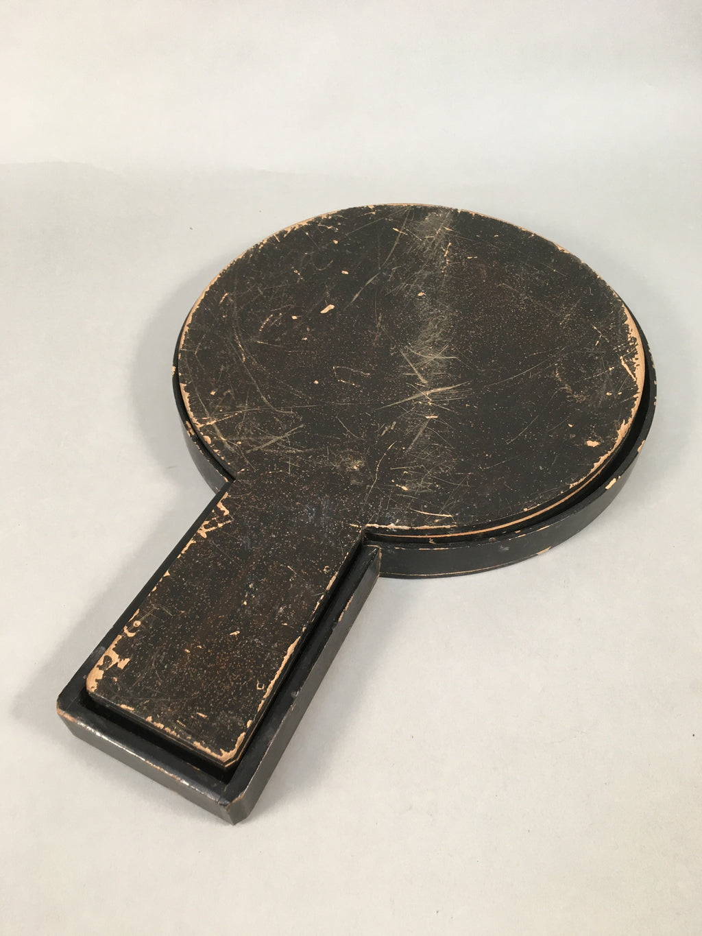 Antique Japanese Copper Hand Mirror Signed Wood Lacquer Case C1900 JK178