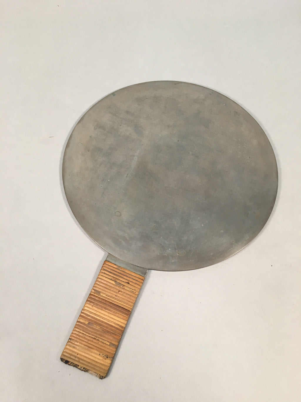 Antique Japanese Copper Hand Mirror Signed Wood Lacquer Case C1900 JK178