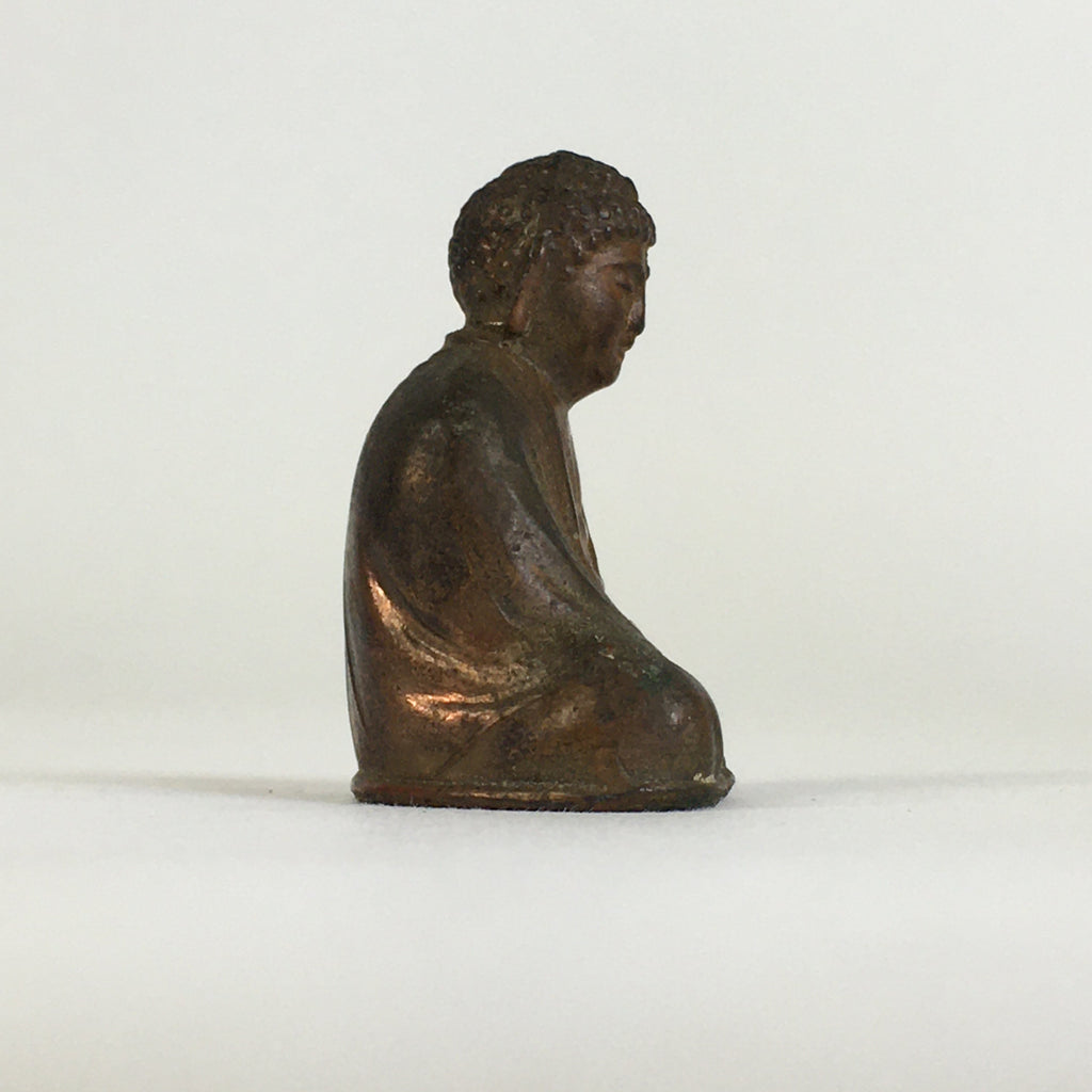 Antique Japanese Copper Small Figurine Vtg Kamakura Big Buddha JK316