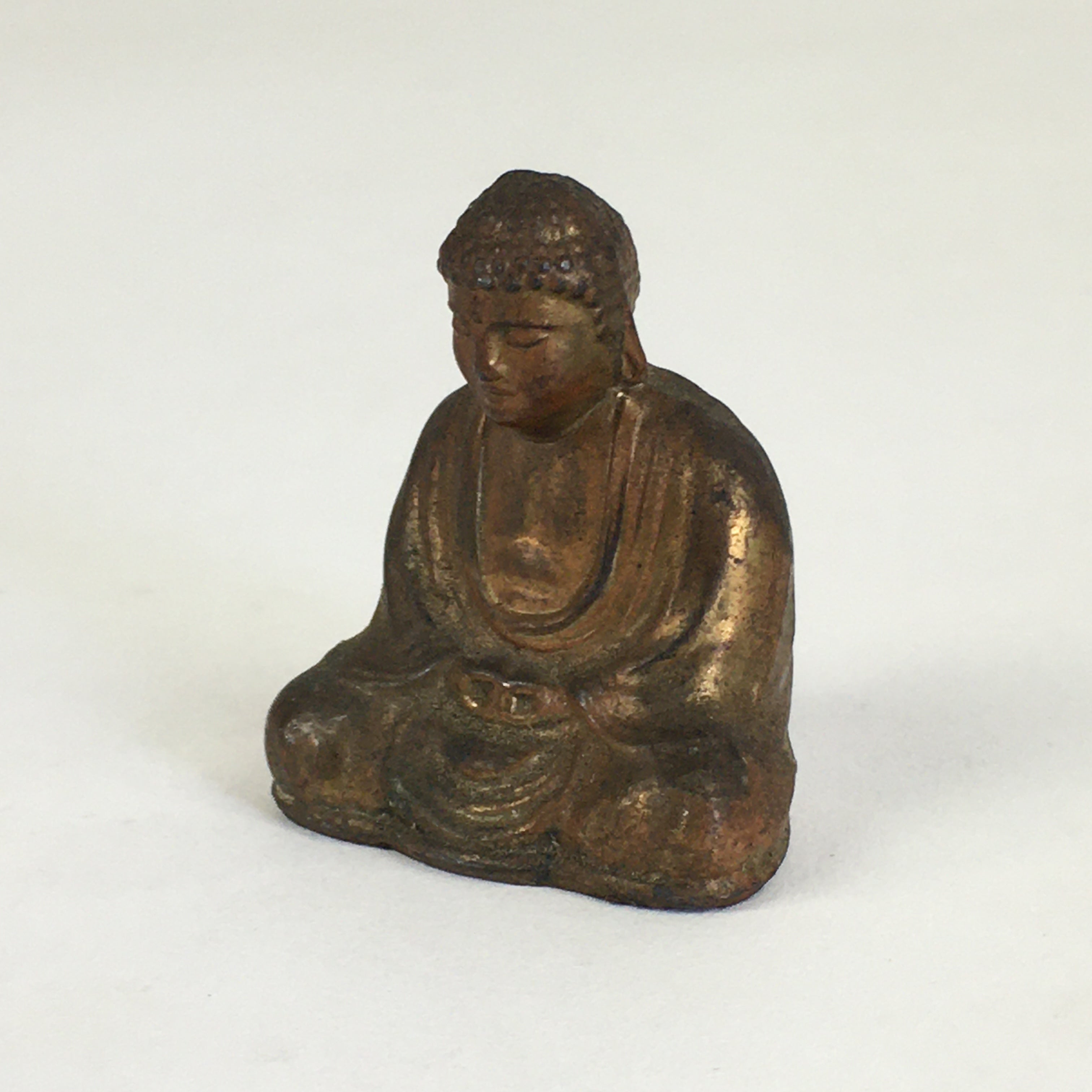 Antique Japanese Copper Small Figurine Vtg Kamakura Big Buddha JK316