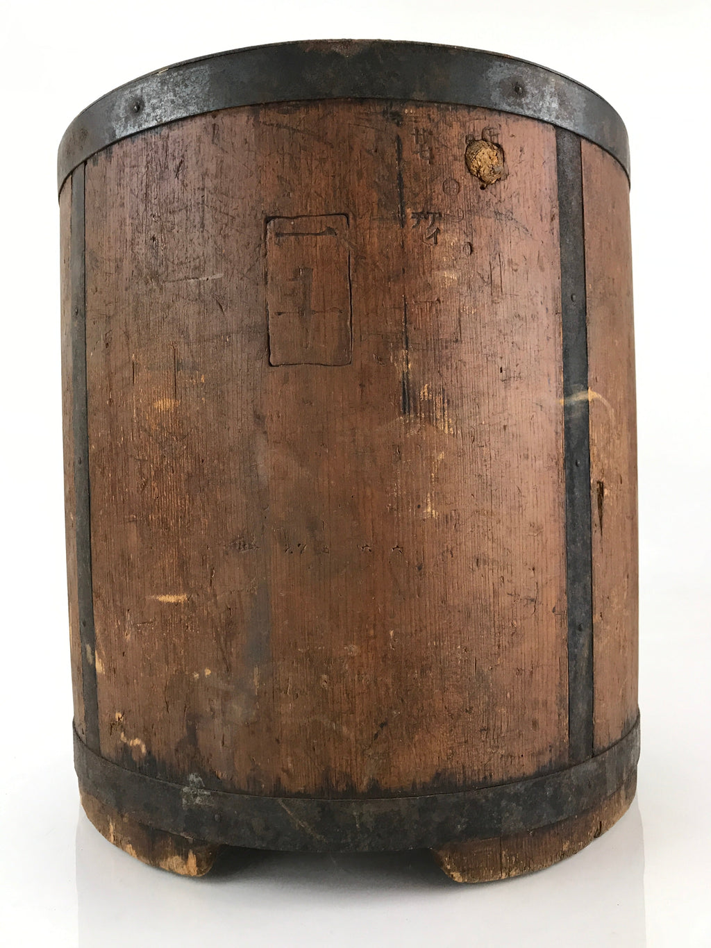 Antique Japanese Handmade Wooden Masu Rice Bucket C1900 Dark Brown BK7
