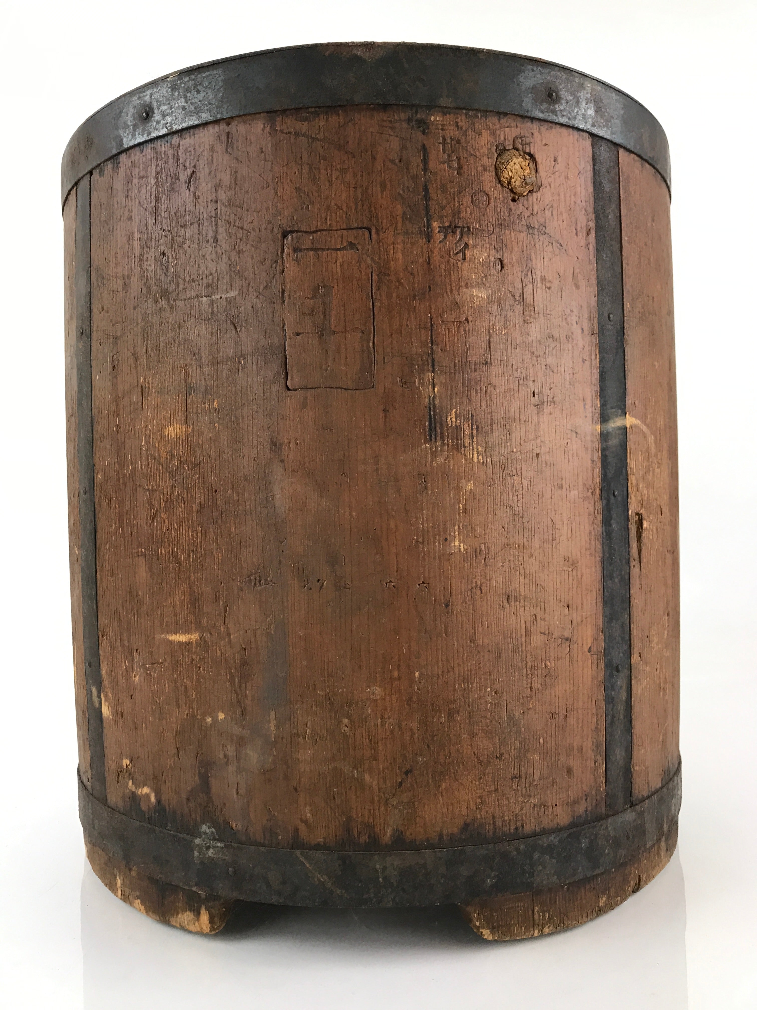 Antique Japanese Handmade Wooden Masu Rice Bucket C1900 Dark Brown BK7