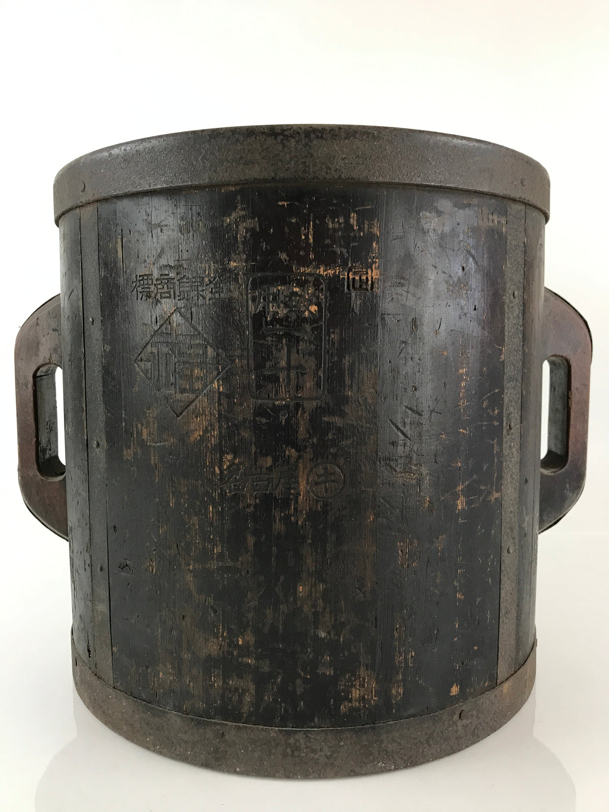 Antique Japanese Handmade Wooden Masu Rice Bucket C1900 Dark Brown BK8