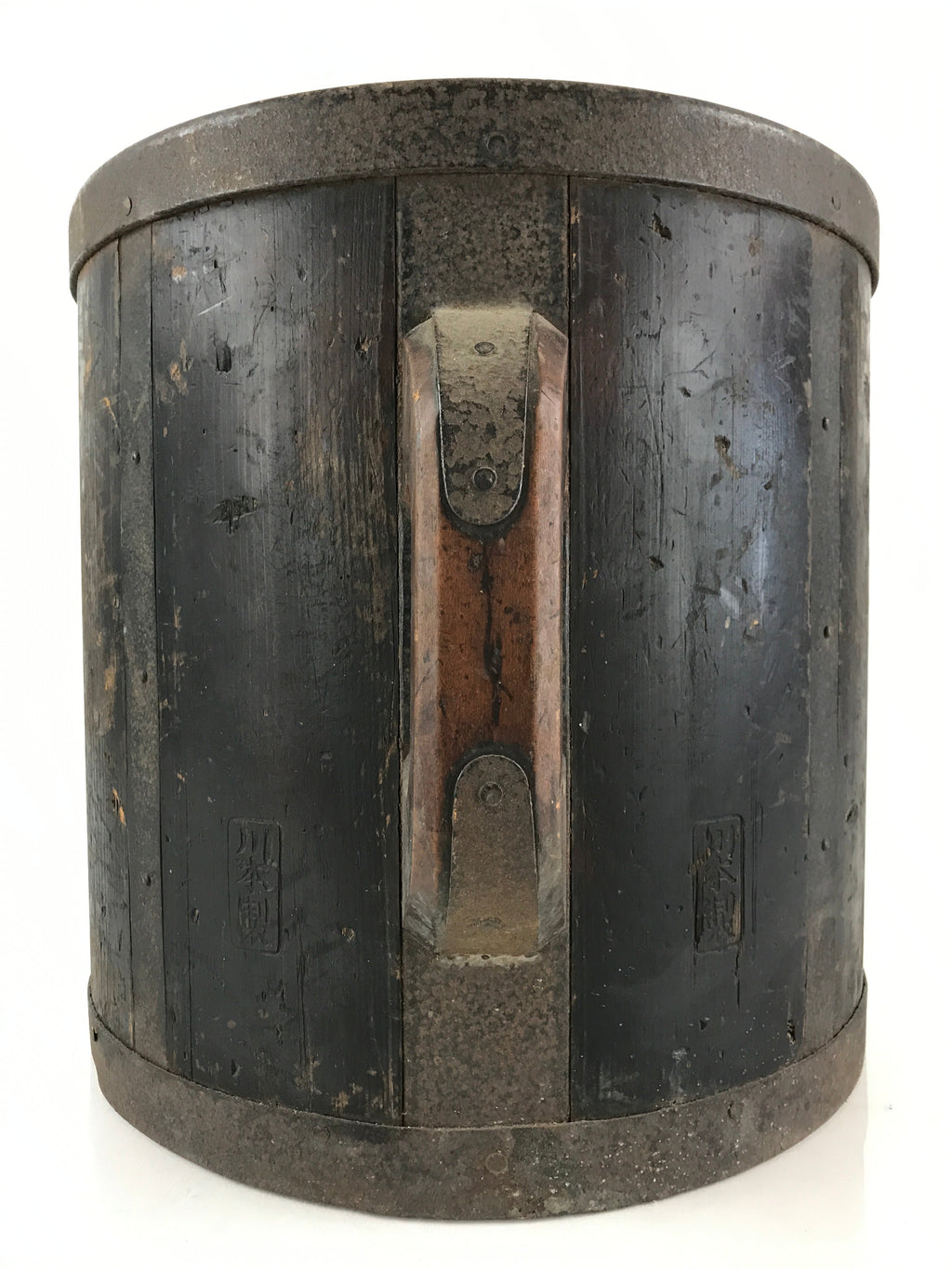 Antique Japanese Handmade Wooden Masu Rice Bucket C1900 Dark Brown BK8